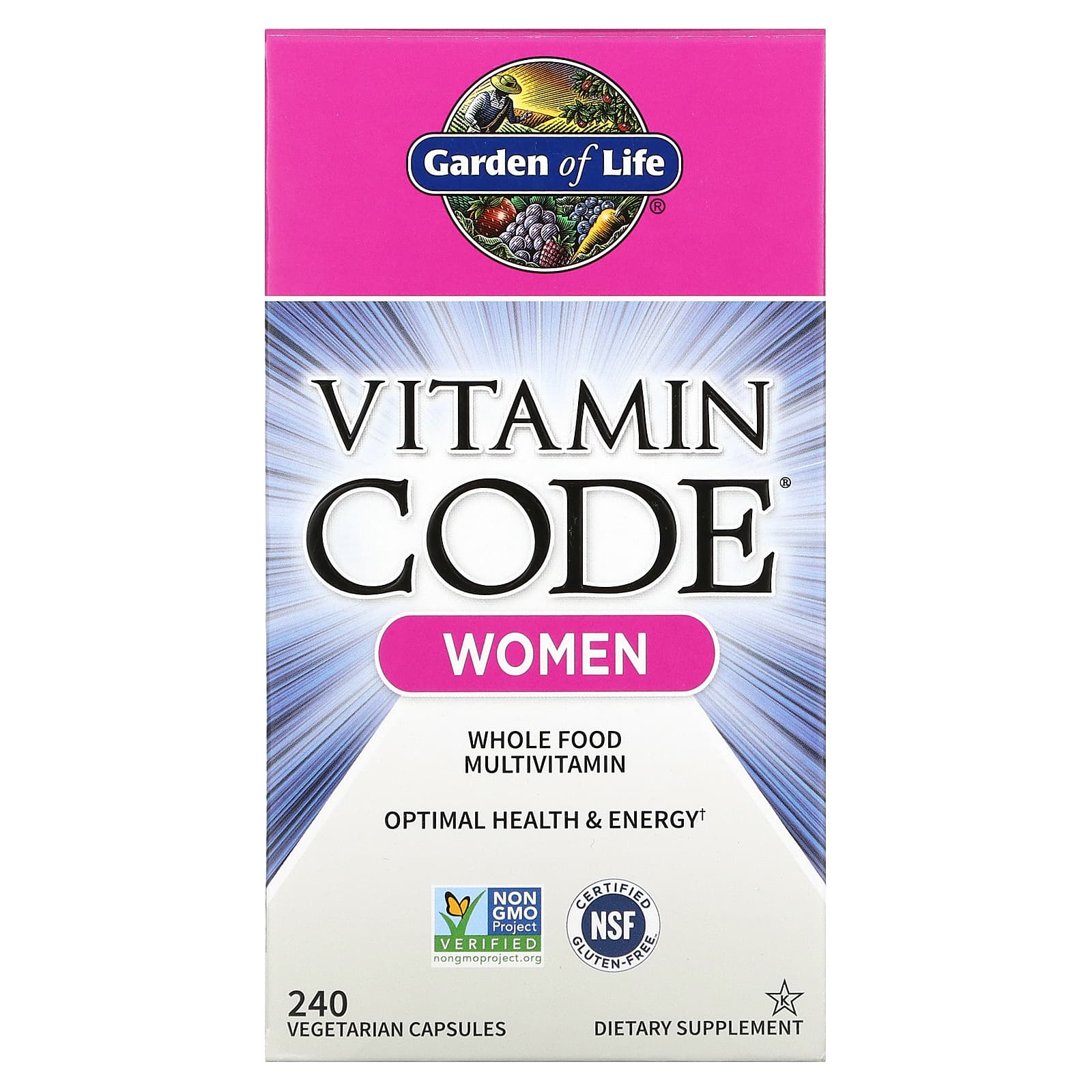 Garden of Life Vitamin Code мультивитамины из цельных продуктов для женщин 240 вегетарианских капсул 11990₽