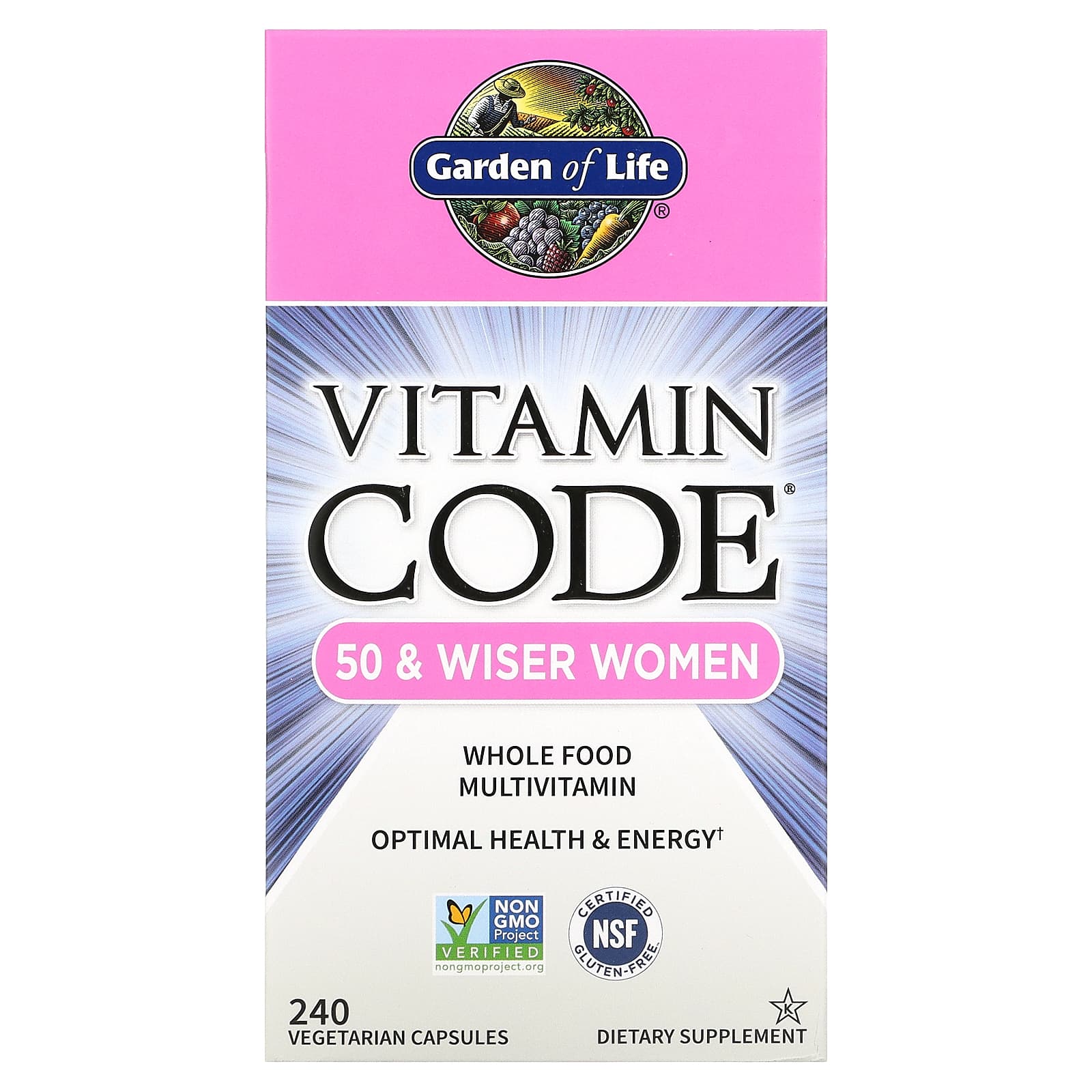 Garden of Life Vitamin Code мультивитамины из цельных продуктов для женщин от 50 лет 240 вегетарианских капсул 11990₽