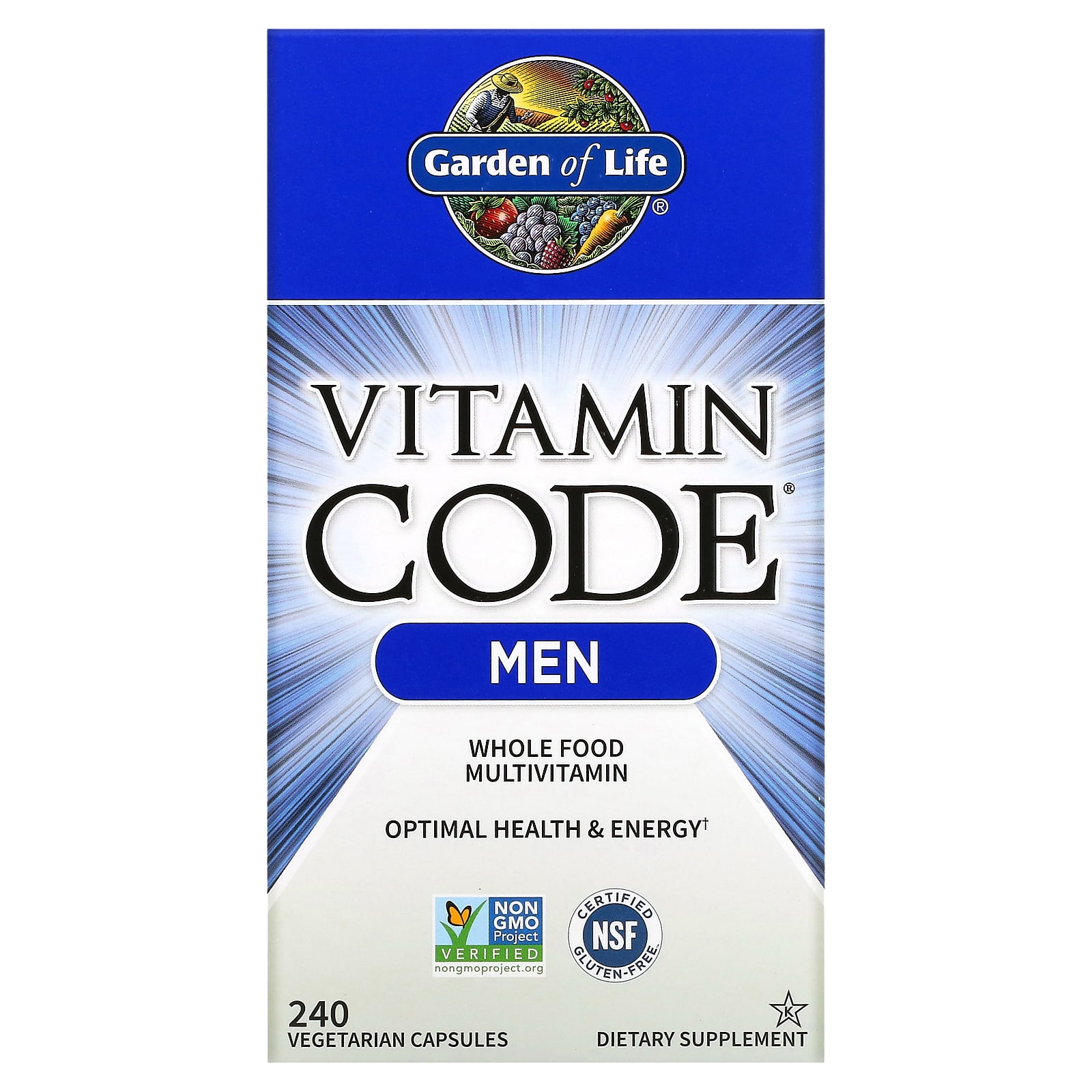Garden of Life Vitamin Code мультивитамины из цельных продуктов для мужчин 240 вегетарианских капсул 12190₽