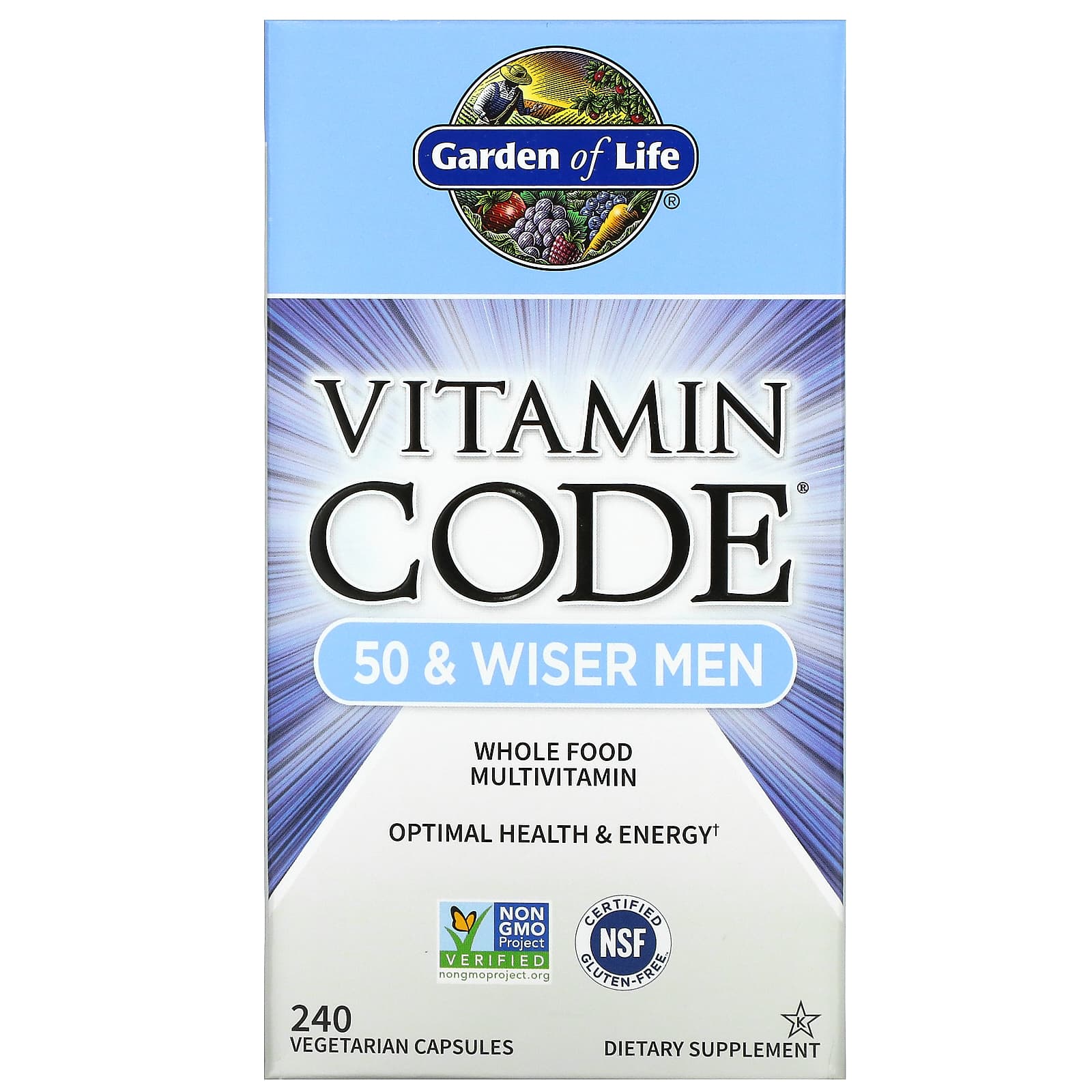 Garden of Life Vitamin Code мультивитамины из цельных продуктов для мужчин от 50 лет 240 вегетарианских капсул 11990₽