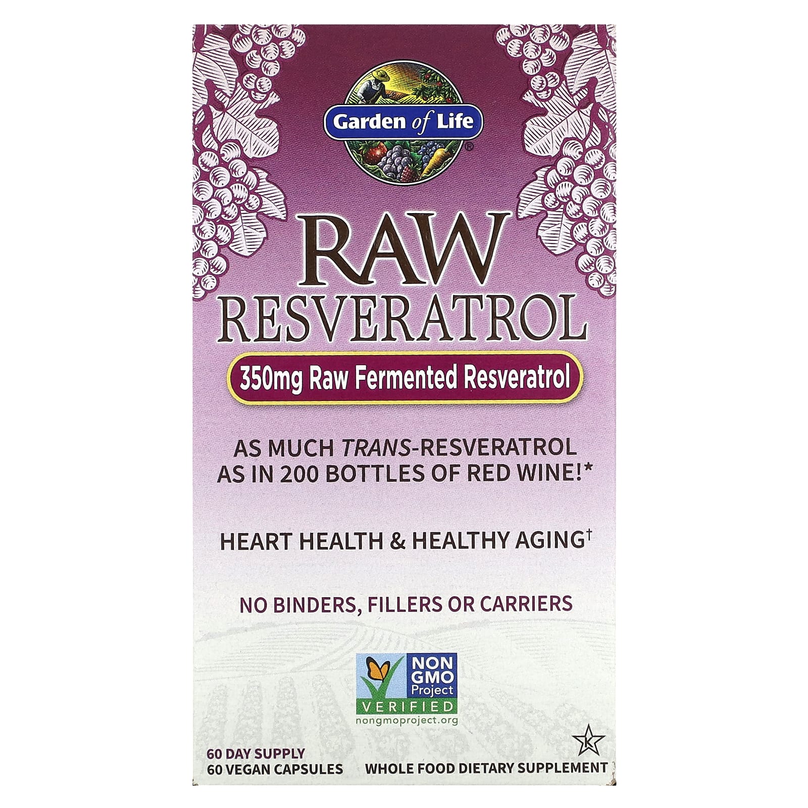Garden of Life RAW Resveratrol 350 мг 60 веганских капсул 8390₽