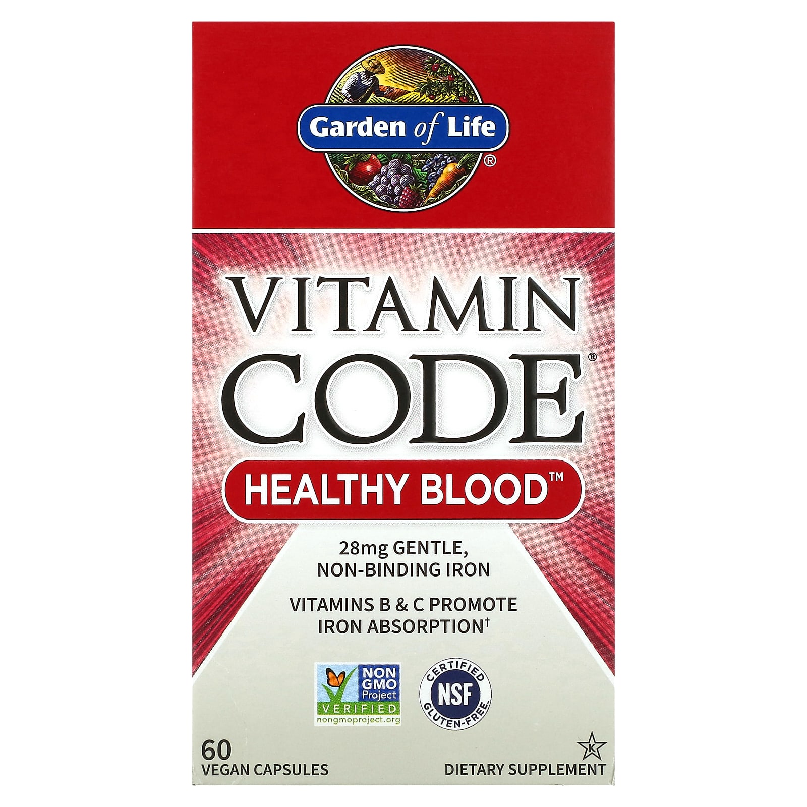 Garden of Life Vitamin Code Healthy Blood 60 веганских капсул 2190₽