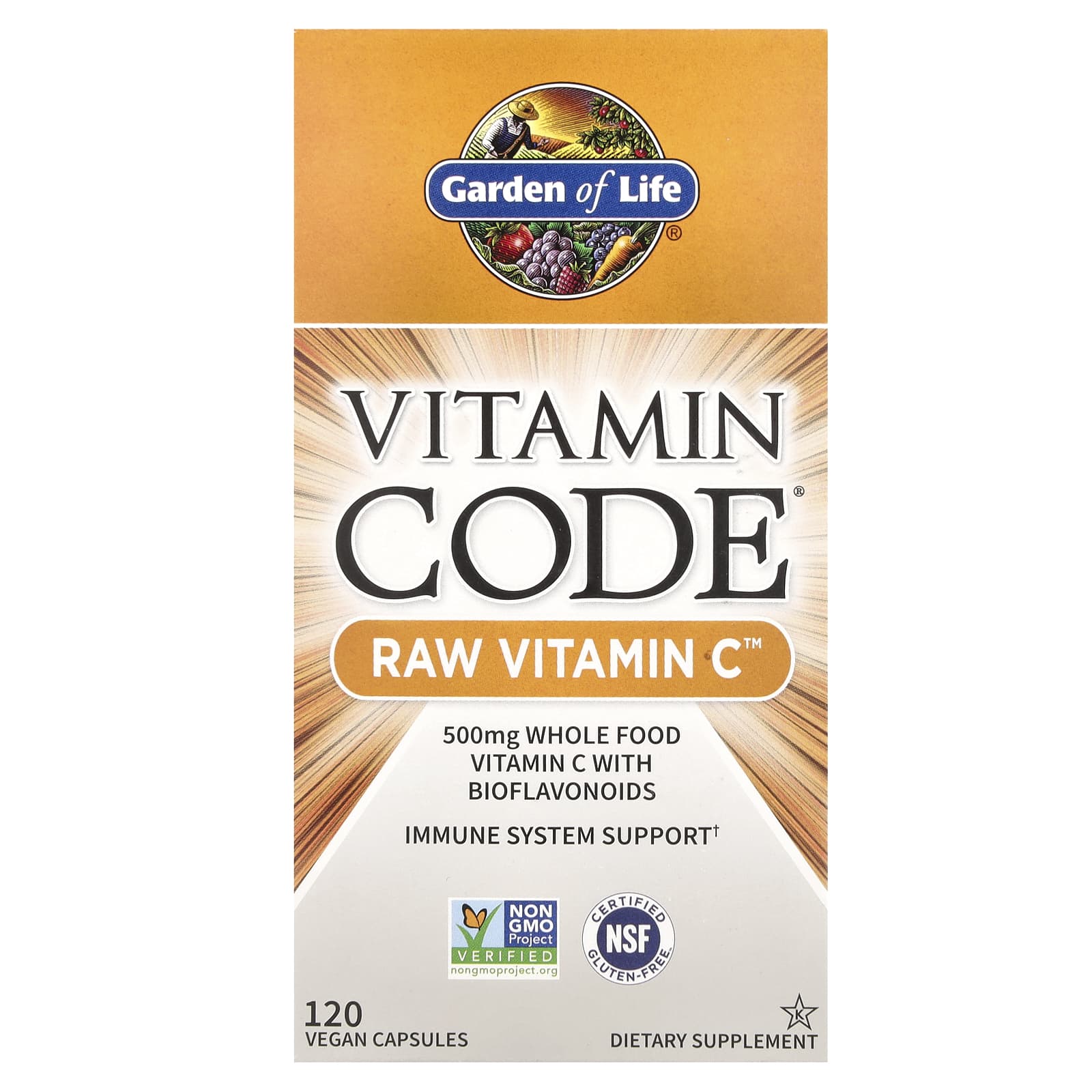 Garden of Life, Vitamin Code, витамин C RAW, 250 мг, 120 веганских капсул