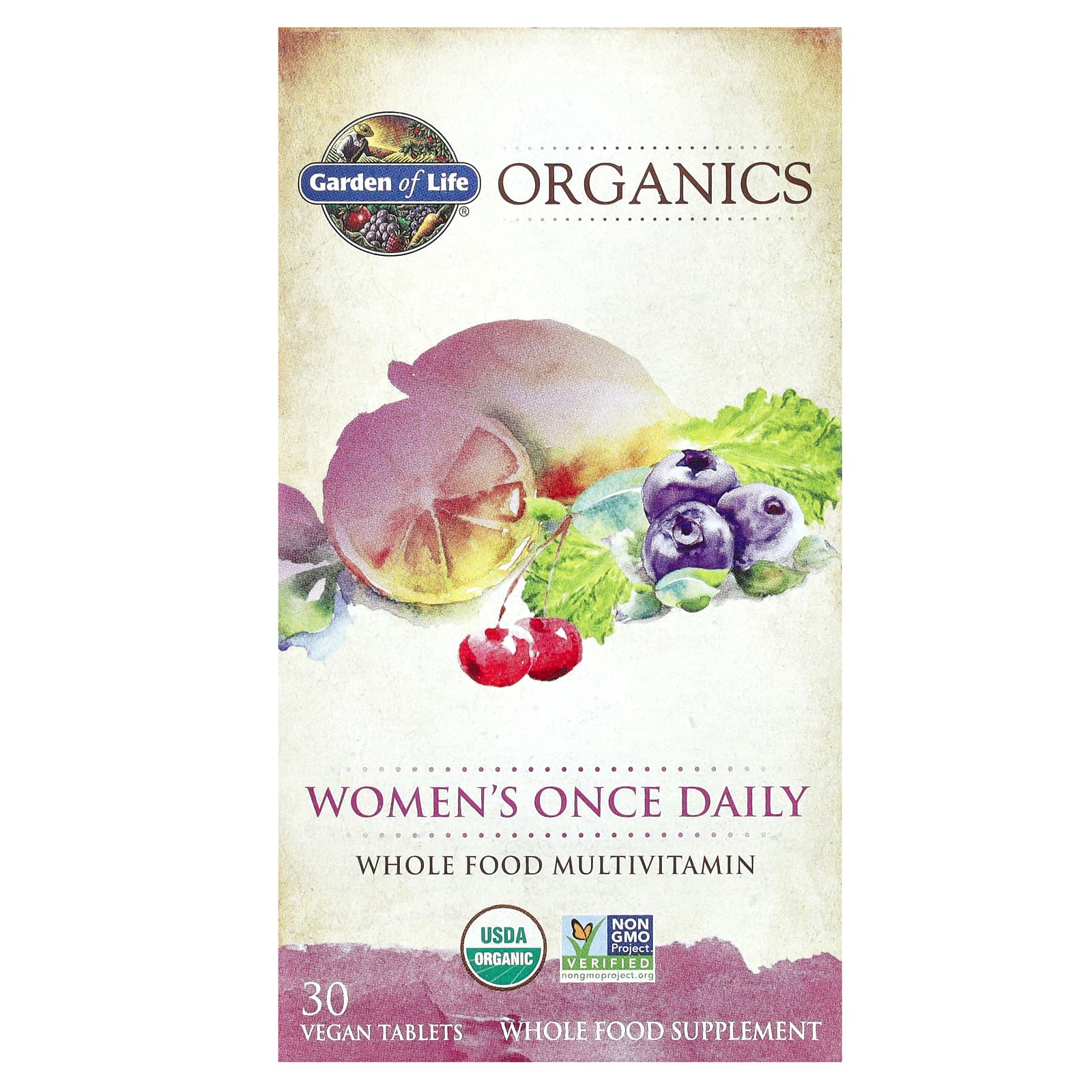 Garden of Life, Organics, мультивитамины для женщин, для приёма один раз в день, 30 веганских таблеток