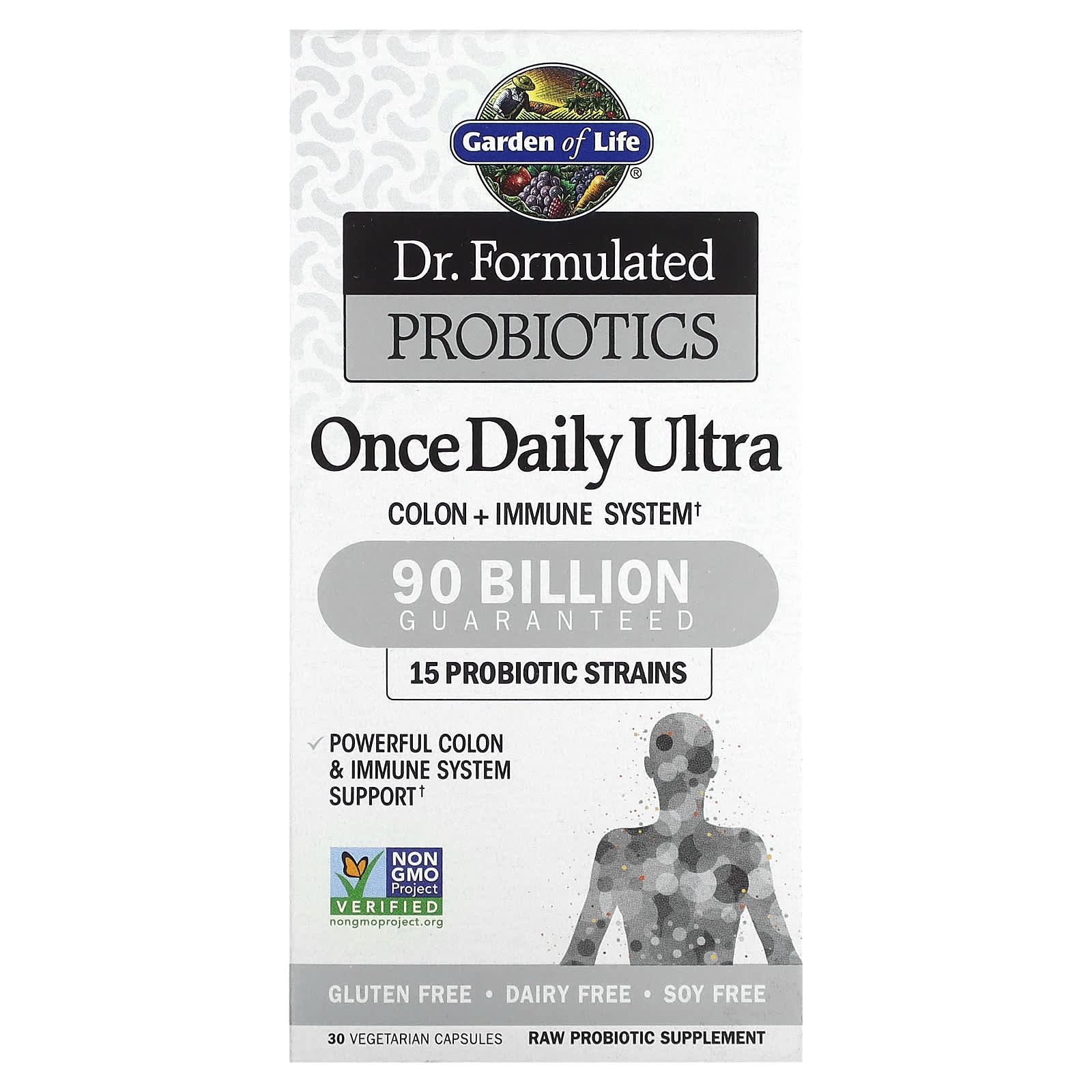 Garden of Life, Dr. Formulated Probiotics, пробиотики, для приема один раз в день, 90 млрд бактерий, 30 вегетарианских капсул