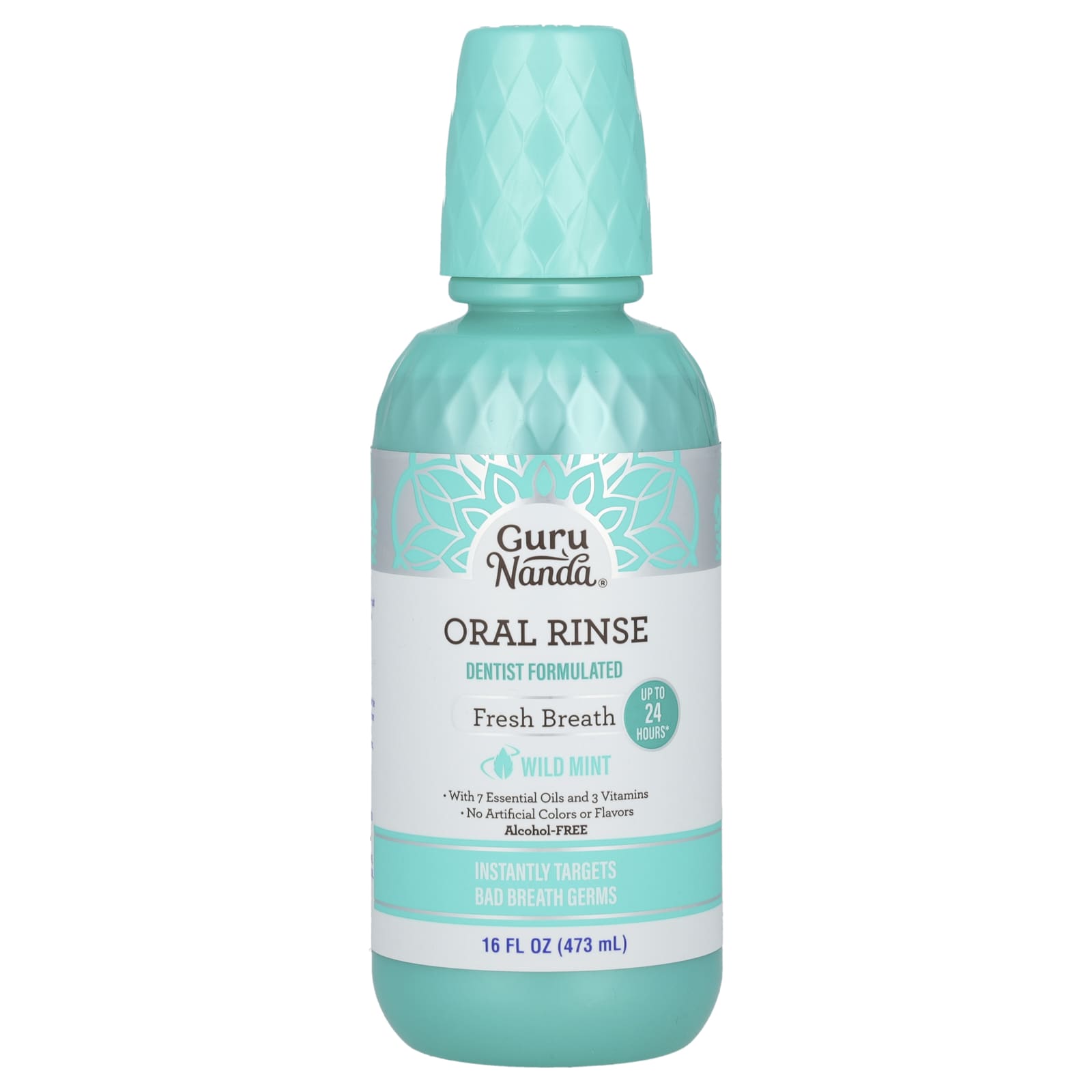 GuruNanda, ополаскиватель для полости рта, без спирта, дикая мята, 473 мл (16 жидк. унций)