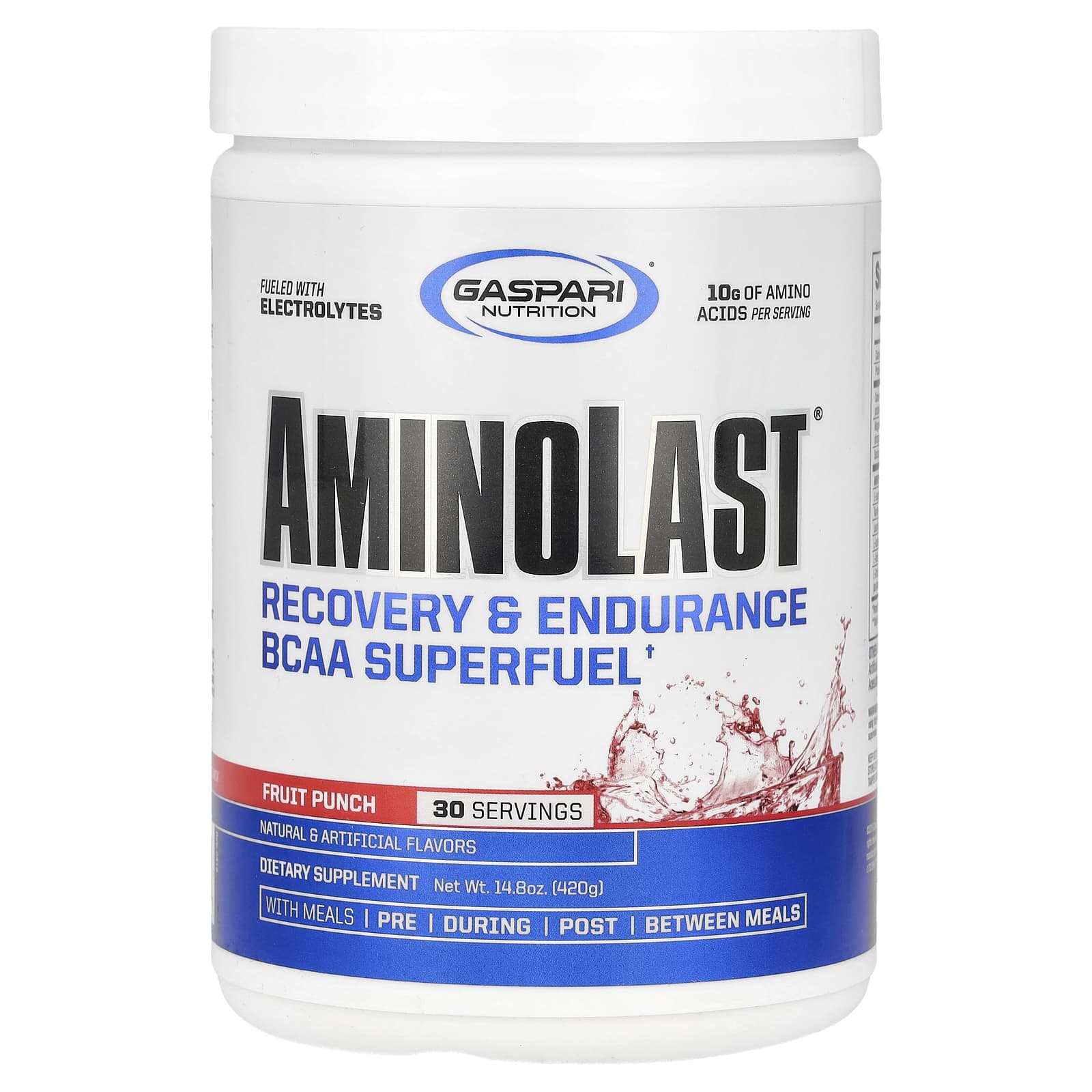 Gaspari Nutrition, Aminolast, супер-BCAA для восстановления и выносливости, фруктовый пунш, 420 г (14,8 унций)