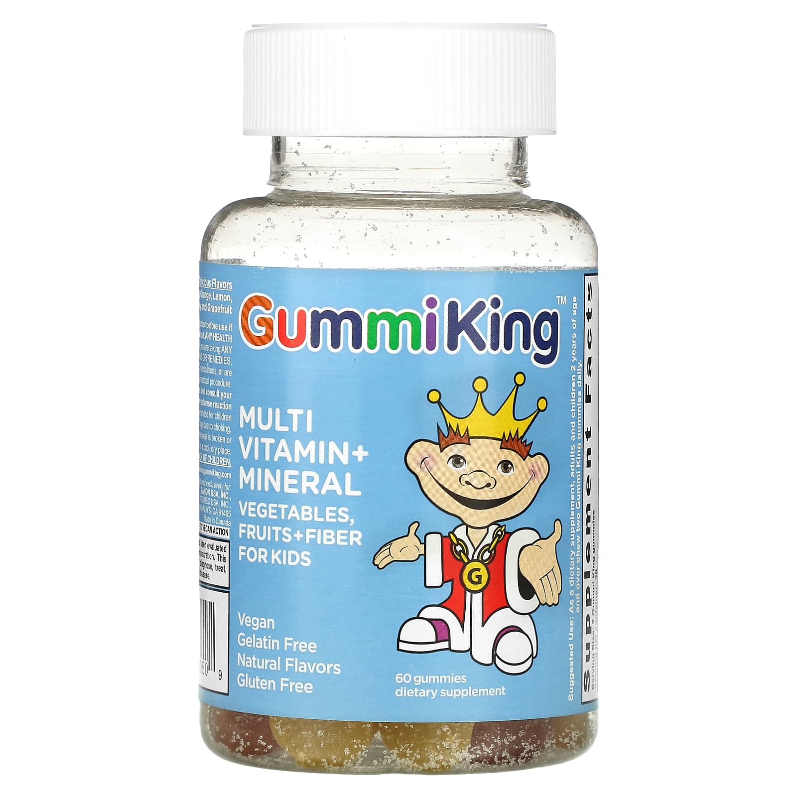 GummiKing, мультивитамины и микроэлементы, овощи, фрукты и клетчатка для детей, 60 жевательных таблеток