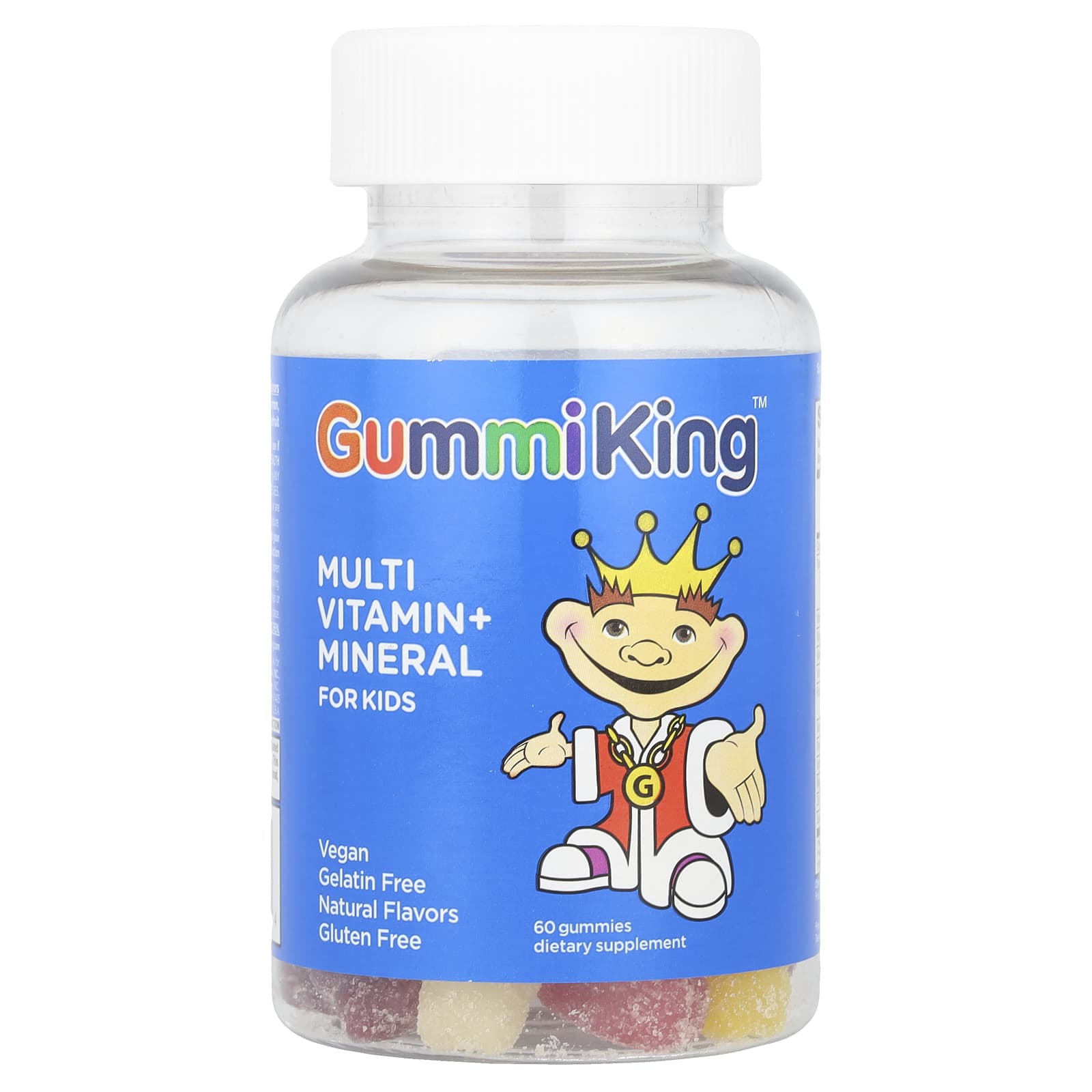 GummiKing, мультивитамины и микроэлементы для детей, со вкусом клубники, апельсина, лимона, винограда, вишни и грейпфрута, 60 жевательных таблеток