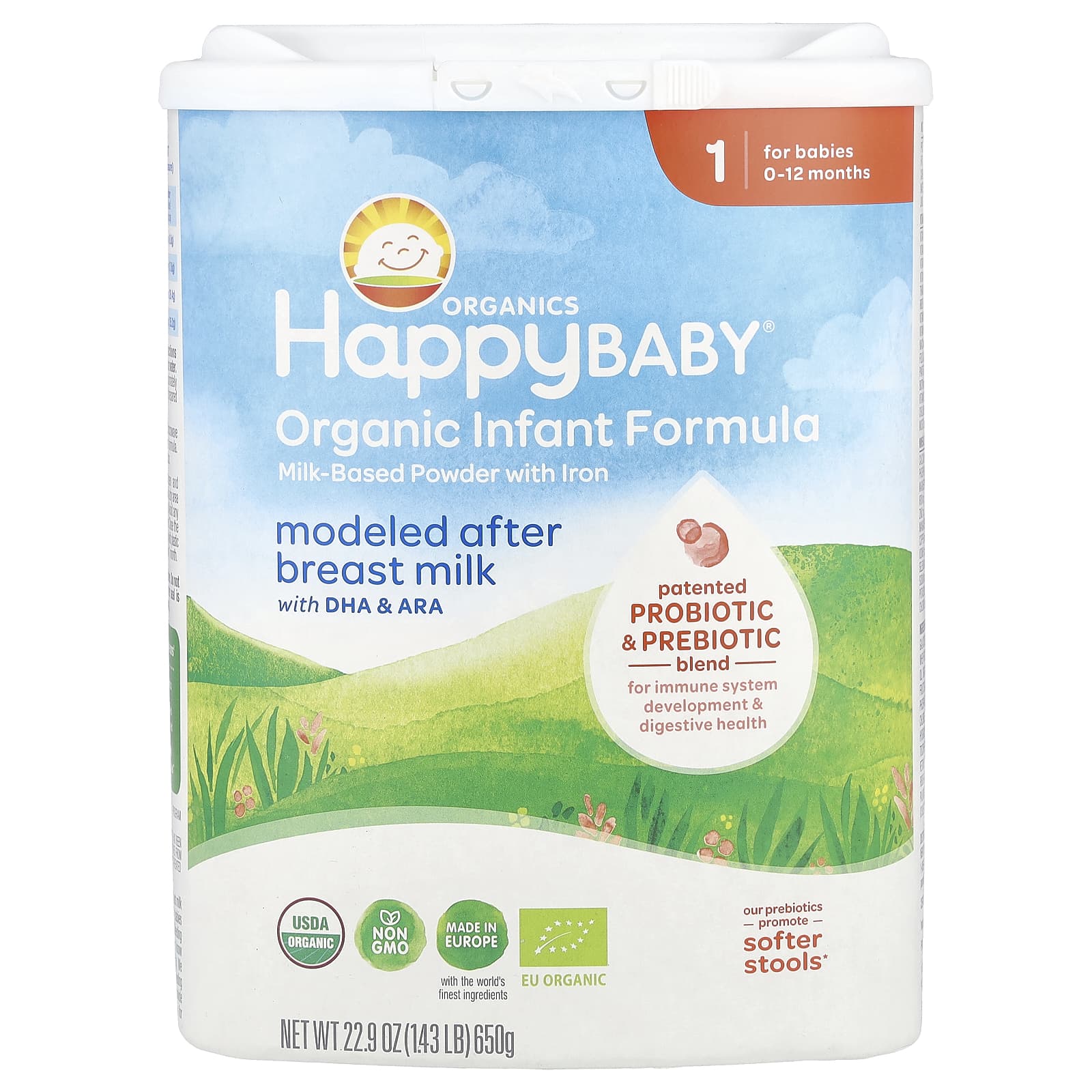 Happy Family Organics Органическая смесь для младенцев порошок на молочной основе с железом 012 месяцев 650 г 229 унции 9290₽