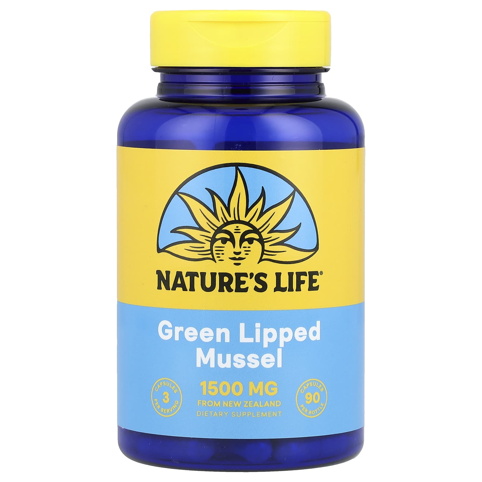 Nature's Life, Зеленые мидии, 1500 мг, 90 капсул (500 мг на капсулу)