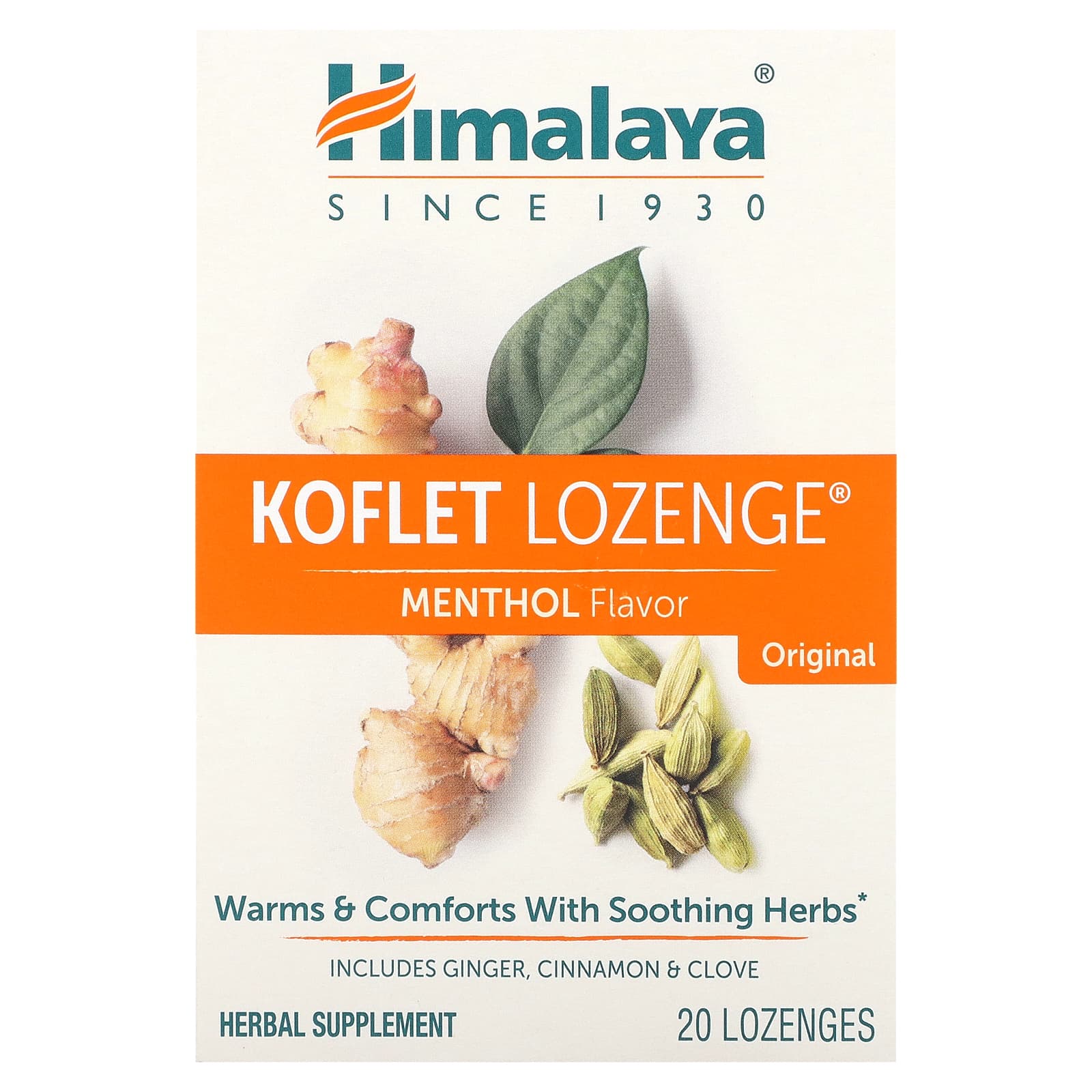 Himalaya, Koflet Lozenge, оригинальный вкус, с ментолом, 20 пастилок