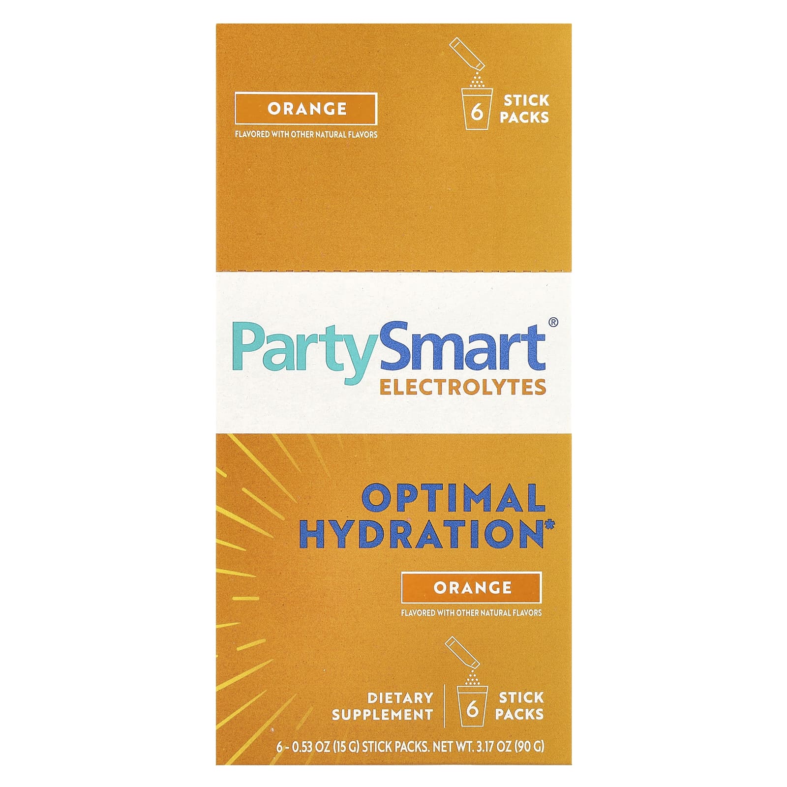 Himalaya, PartySmart®, электролиты, апельсин, 6 упаковок в стиках по 15 г (0,53 унции)