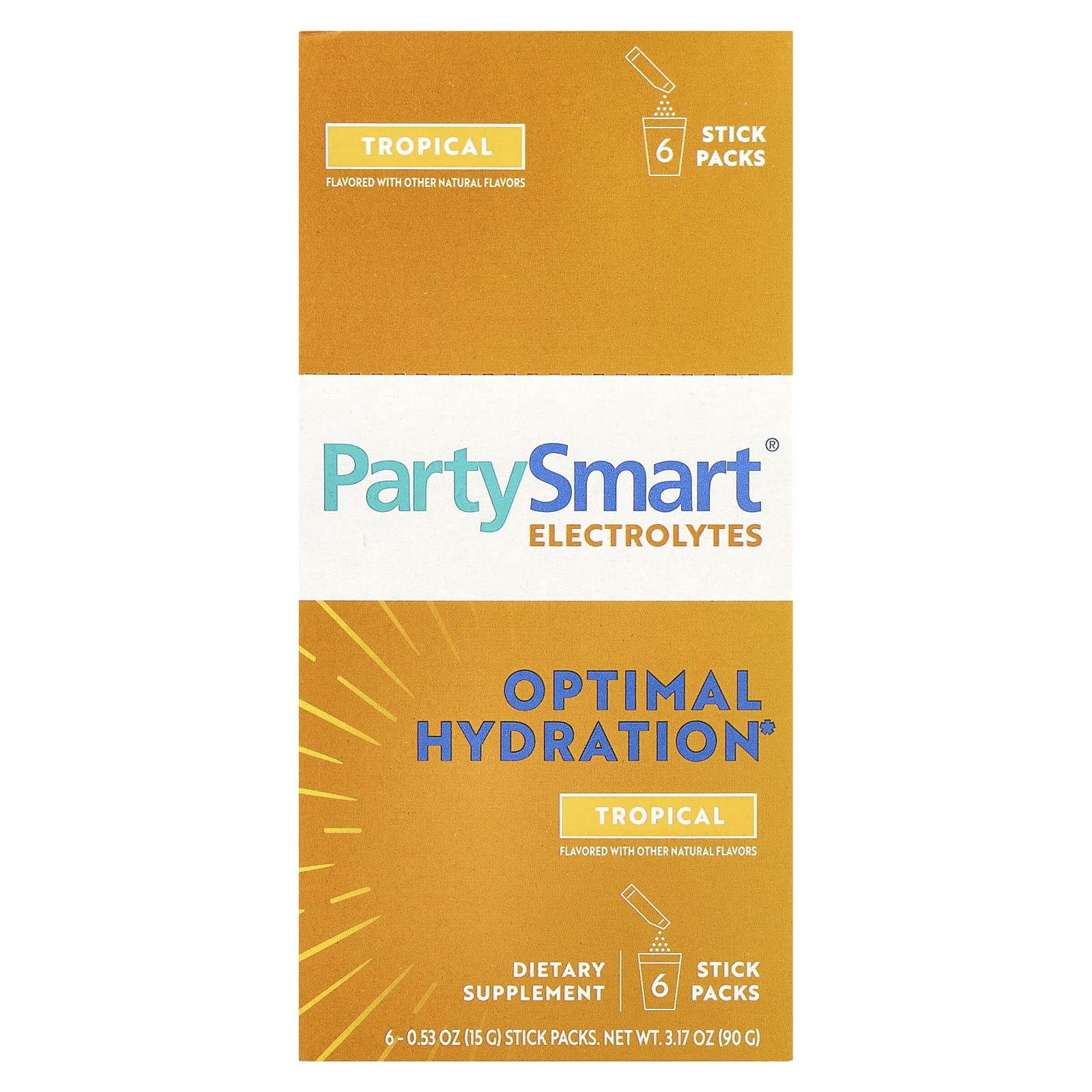 Himalaya, PartySmart®, электролиты, тропические фрукты, 6 упаковок в стиках по 15 г (0,53 унции)