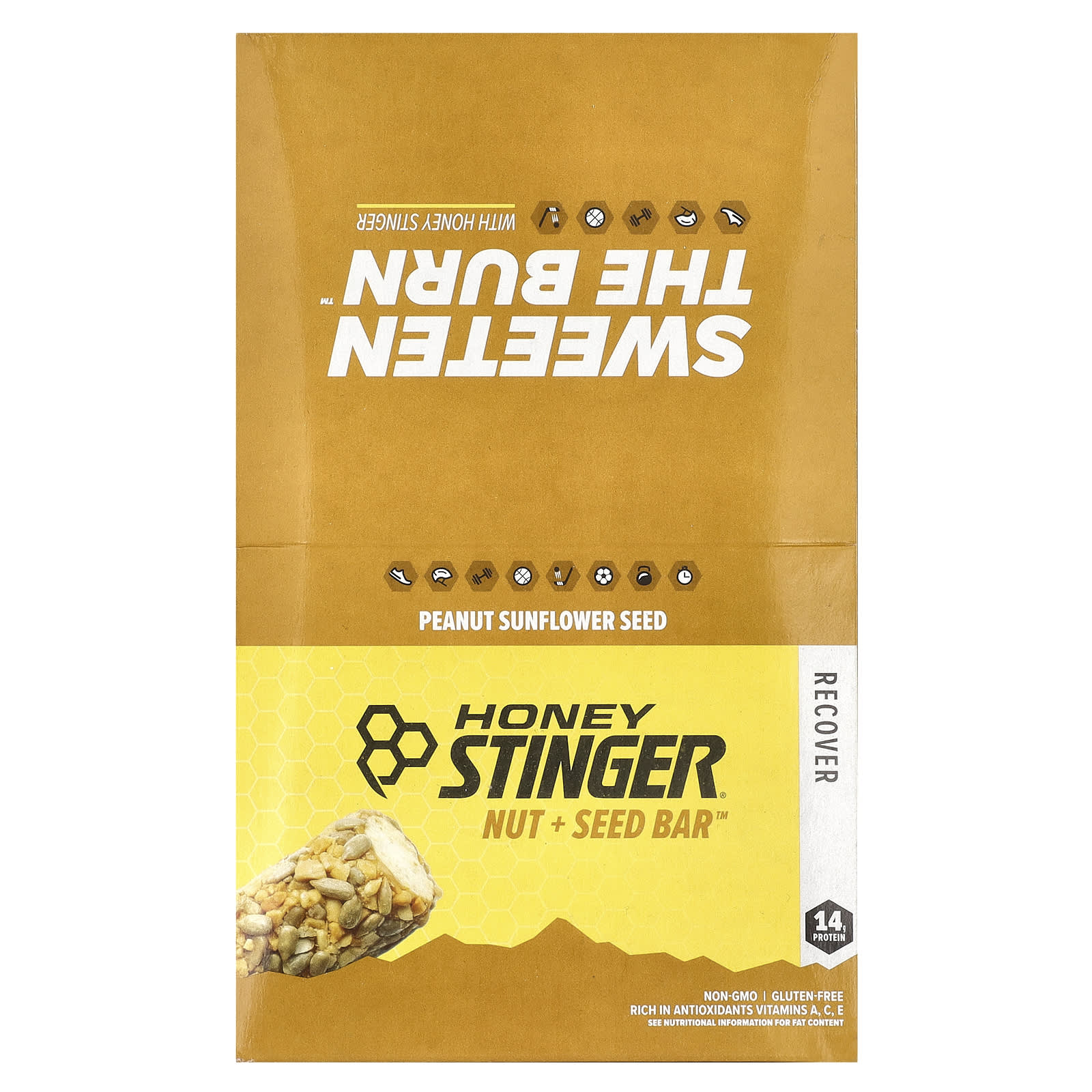 Honey Stinger, Nut + Seed Bar ™, арахис и семена подсолнечника, 12 батончиков по 56 г (1,98 унции)