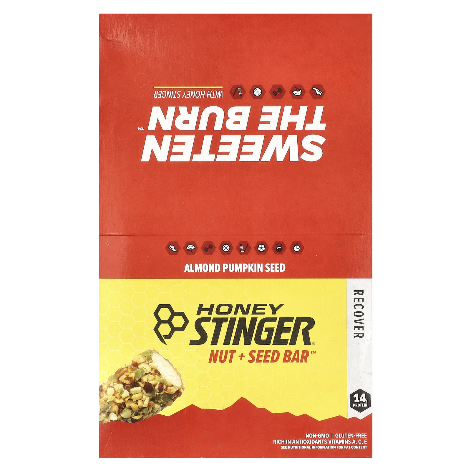 Honey Stinger, Nut + Seed Bar ™, миндальные тыквенные семечки, 12 батончиков по 56 г (1,98 унции)