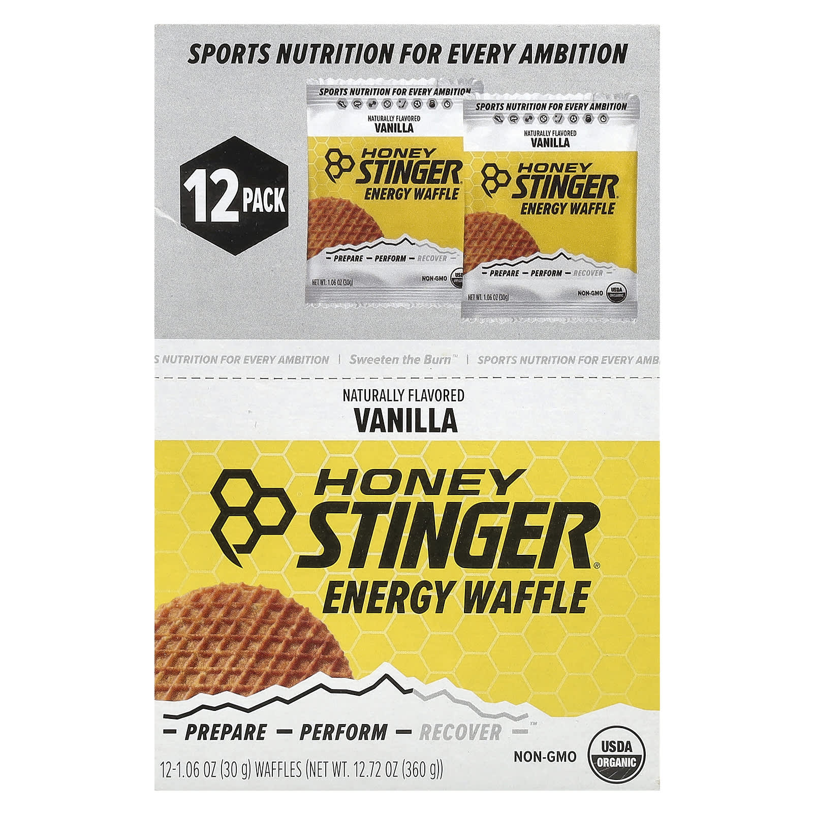 Honey Stinger, Energy Waffle, ваниль, 12 вафель по 30 г (1,06 унции)