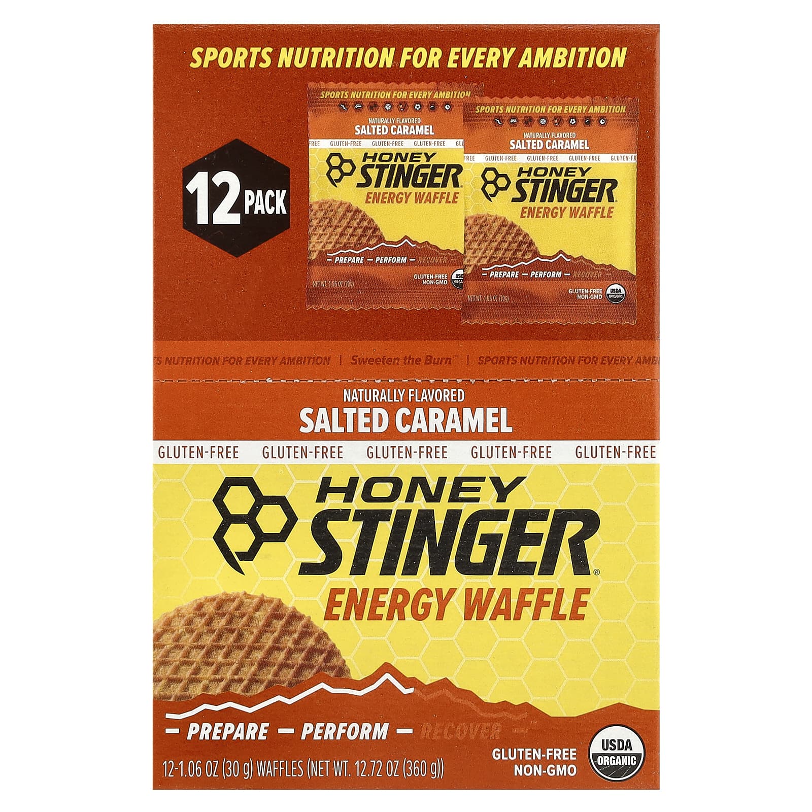 Honey Stinger, Energy Waffle, соленая карамель, 12 вафель по 30 г (1,06 унции)