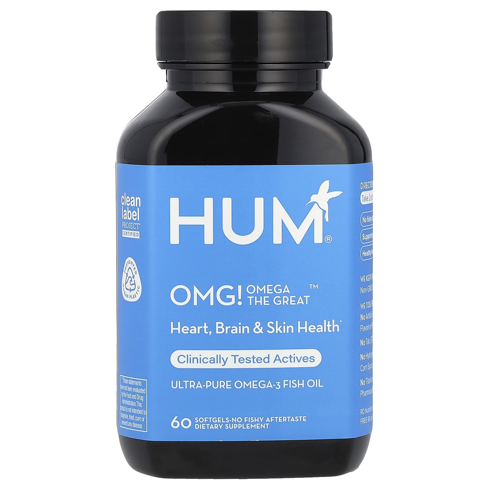 HUM Nutrition, БОЖЕ МОЙ! Omega The Great ™, сверхчистый рыбий жир с омега-3, 60 мягких таблеток