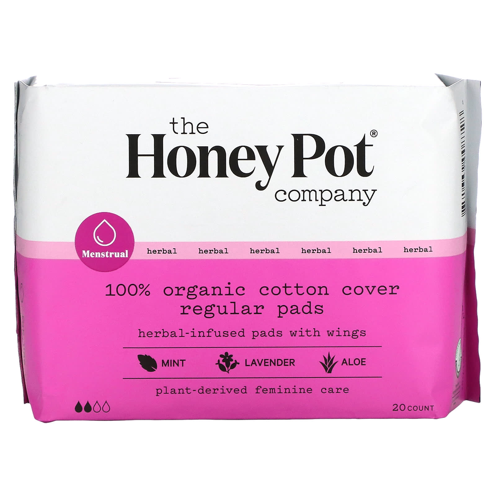 The Honey Pot Company, Regular, органические прокладки с крылышками, на травяной основе, 20 шт.