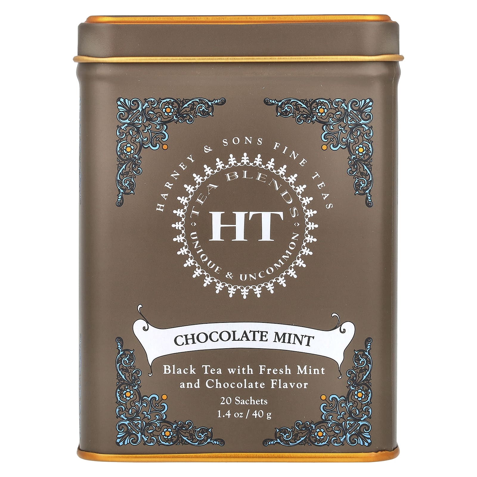Harney - Sons, HT Tea Blend, со вкусом шоколада и мяты, 20 чайных саше, 40 г (1,4 унции)