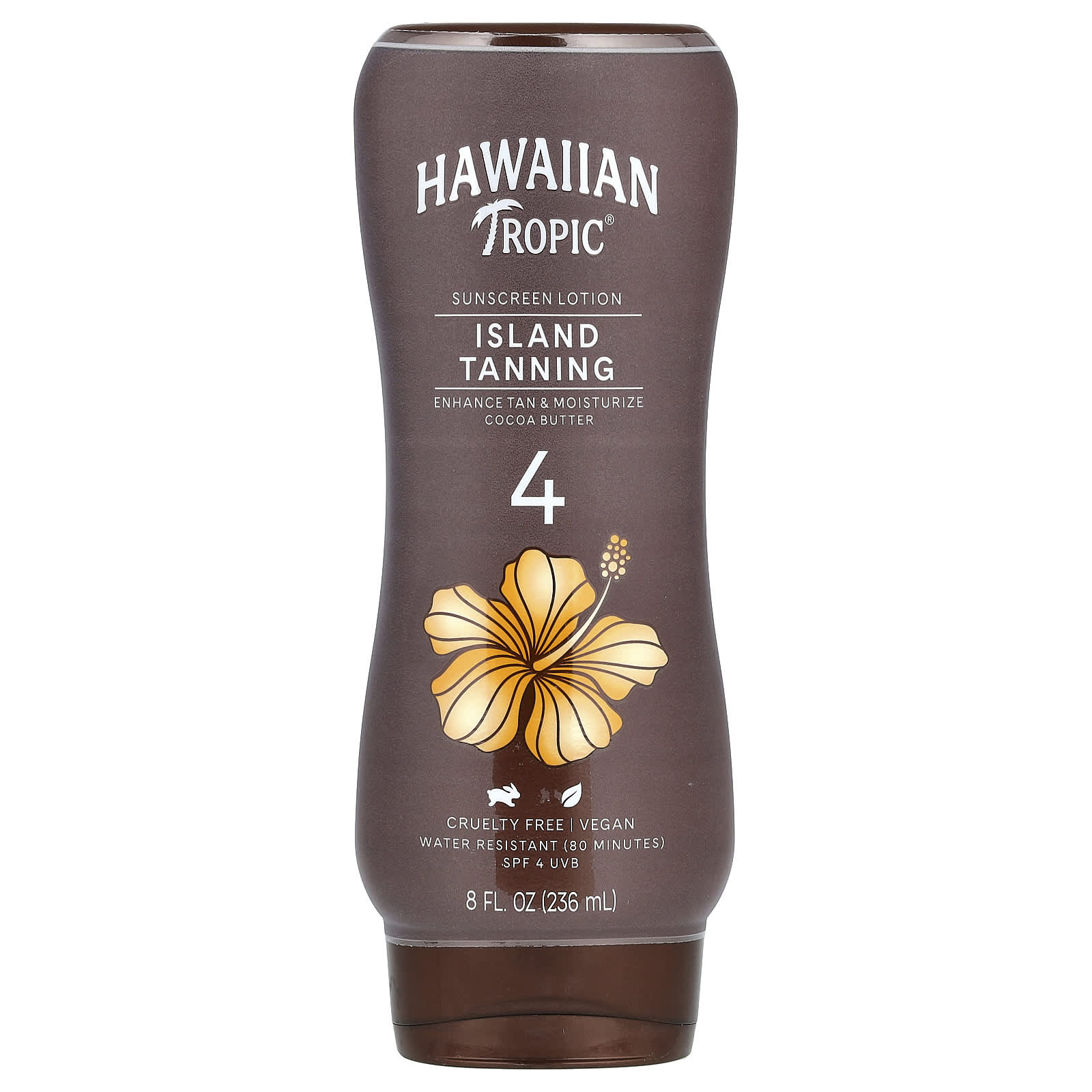 Hawaiian Tropic, Island Tanning, солнцезащитный лосьон, масло какао, SPF 4, 236 мл (8 жидк. Унций)