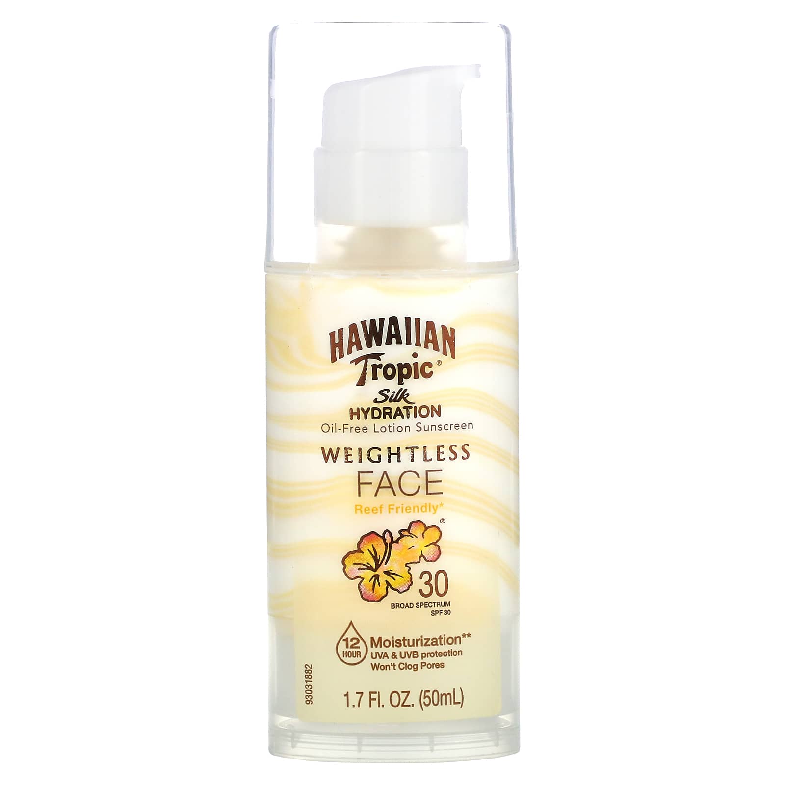 Hawaiian Tropic, Silk Hydration, Weightless Face, невесомый солнцезащитный лосьон для лица без масел, SPF 30, 50 мл