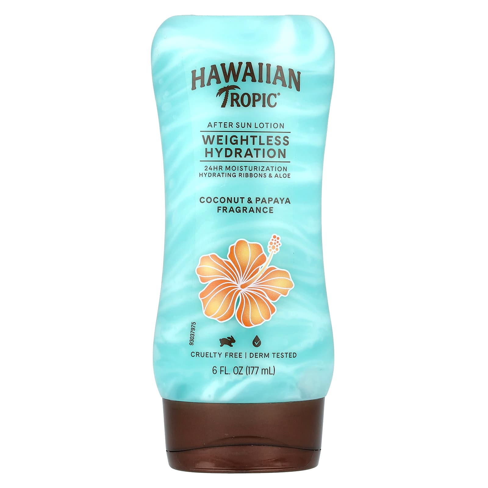 Hawaiian Tropic, лосьон после загара, невесомое увлажнение, кокос и папайя, 177 мл (6 жидк. унций)