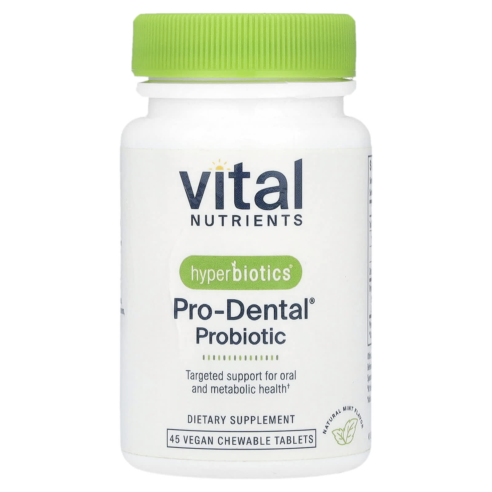 Vital Nutrients, Pro-Dental®, пробиотик, натуральный мятный вкус, 45 веганских жевательных таблеток