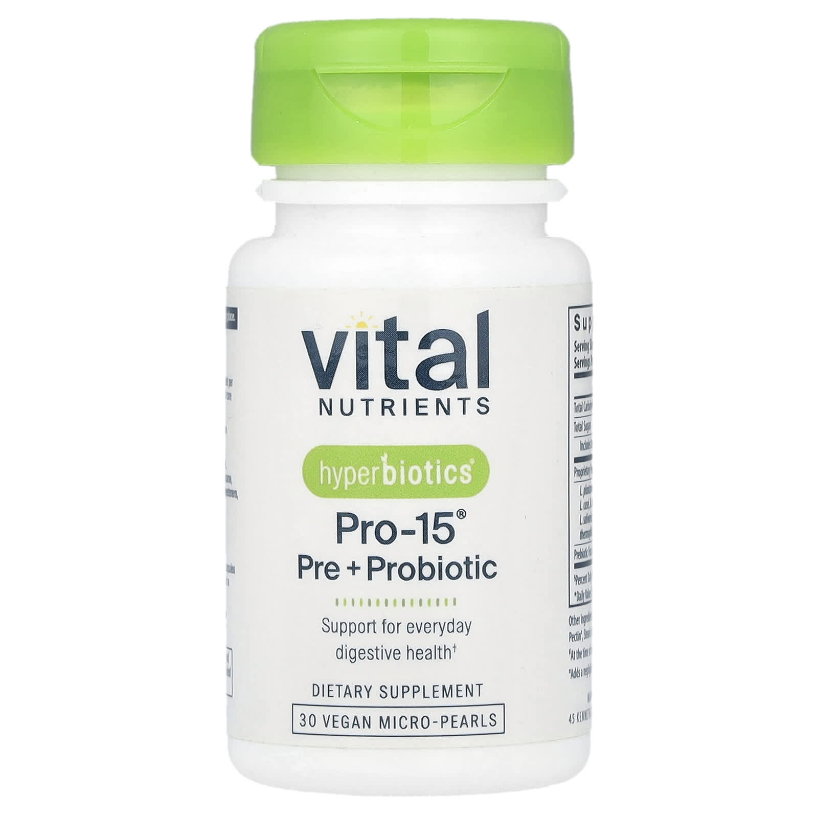 Vital Nutrients, Pro-15, пребиотик и пробиотик, 5 млрд КОЕ, 30 гранул замедленного высвобождения