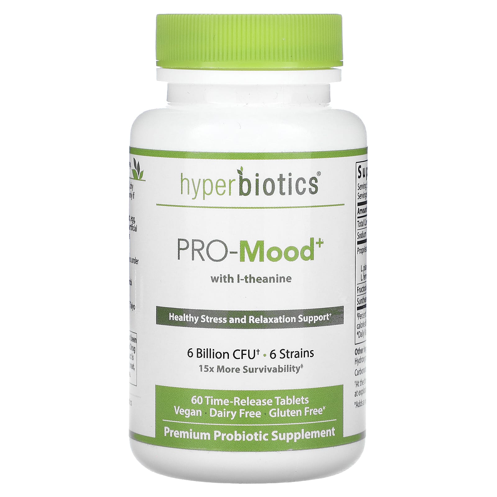 Hyperbiotics, Pro-Mood с L-теанином, 6 млрд КОЕ, 60 таблеток с замедленным высвобождением