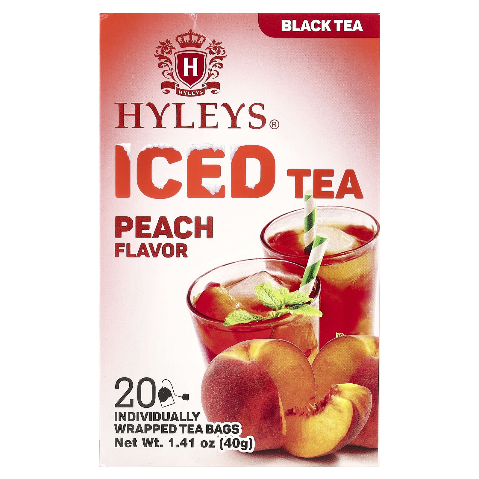 Hyleys Tea, Черный чай со льдом, спокойствие, 20 чайных пакетиков в индивидуальной упаковке, 40 г (1,41 унции)