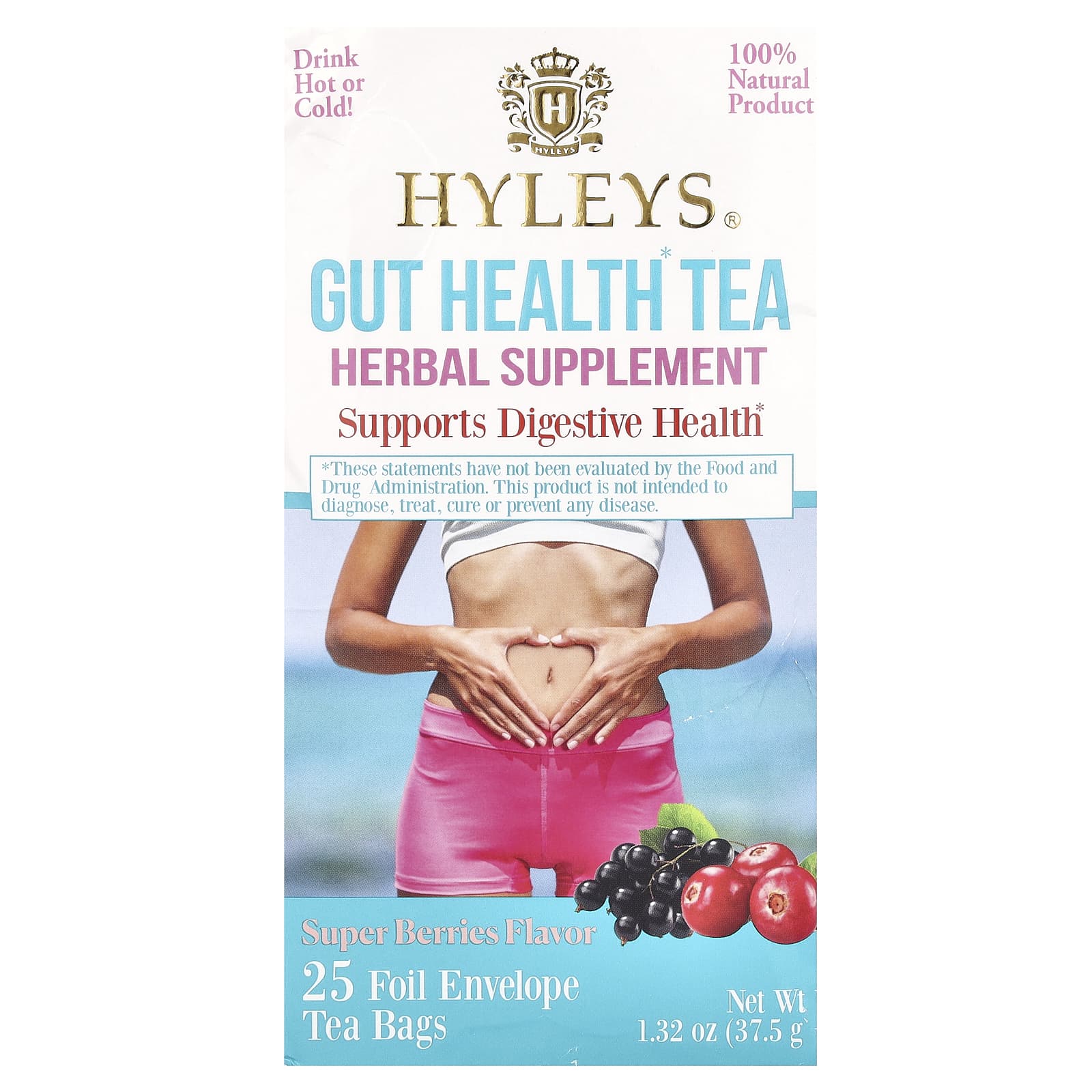 Hyleys Tea Gut Health Tea Super Berries чайные пакетики в фольгированных пакетиках 375 г 132 унции 1790₽