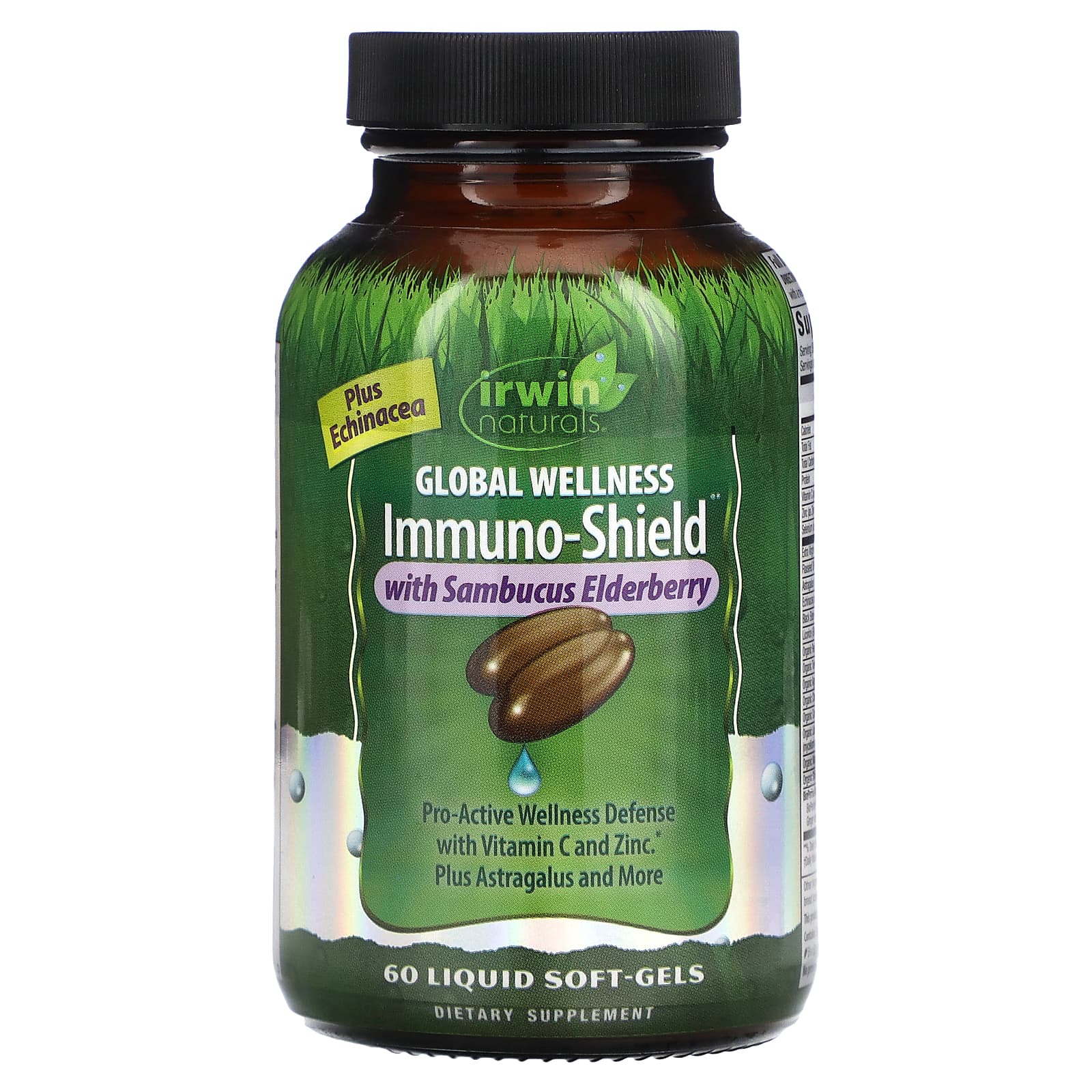 Irwin Naturals, Global Wellness Immuno-Shield с ягодами бузины, 60 желатиновых капсул