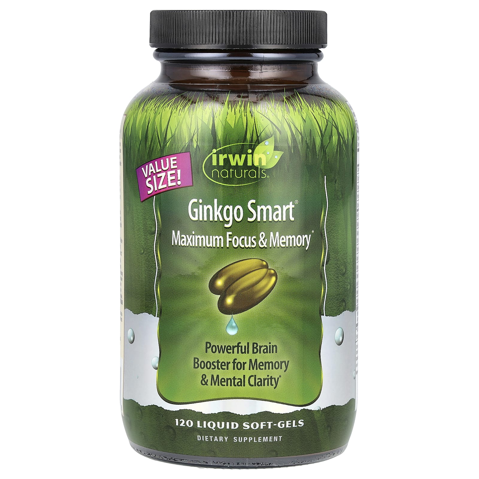 Irwin Naturals, Экстракт гинго для памяти и внимания, 120  гелевых капсул с жидким наполнителем