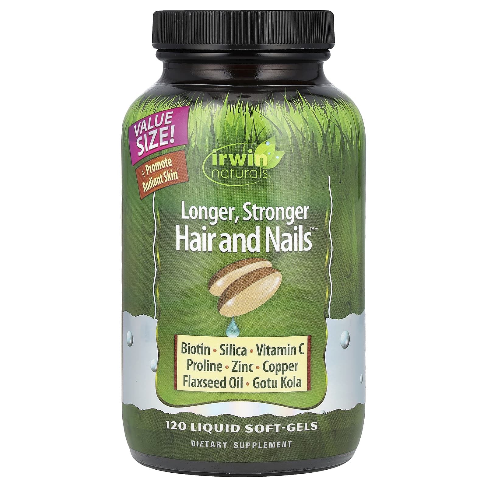 Irwin Naturals Healthy Skin - Hair Plus Nails 120 мягких желатиновых капсул с жидкостью 6890₽