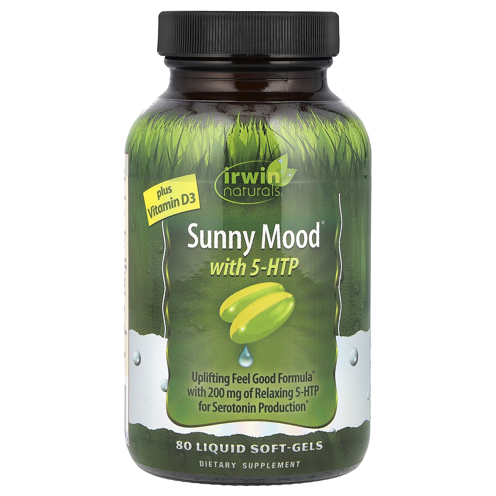 Irwin Naturals, Sunny Mood® с 5-HTP, плюс витамин D3, 80 желатиновых капсул