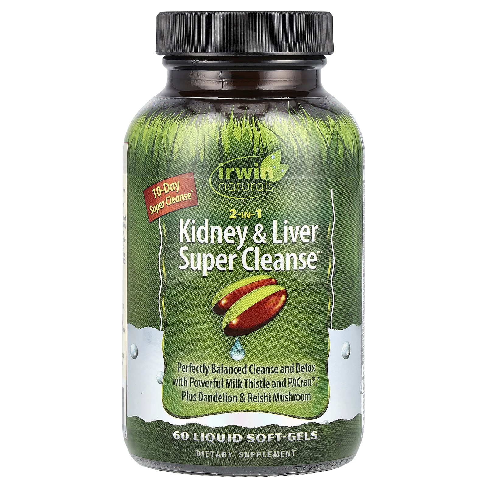 Irwin Naturals, 2 in 1 Kidney & Liver Super Cleanse, 60 желатиновых капсул