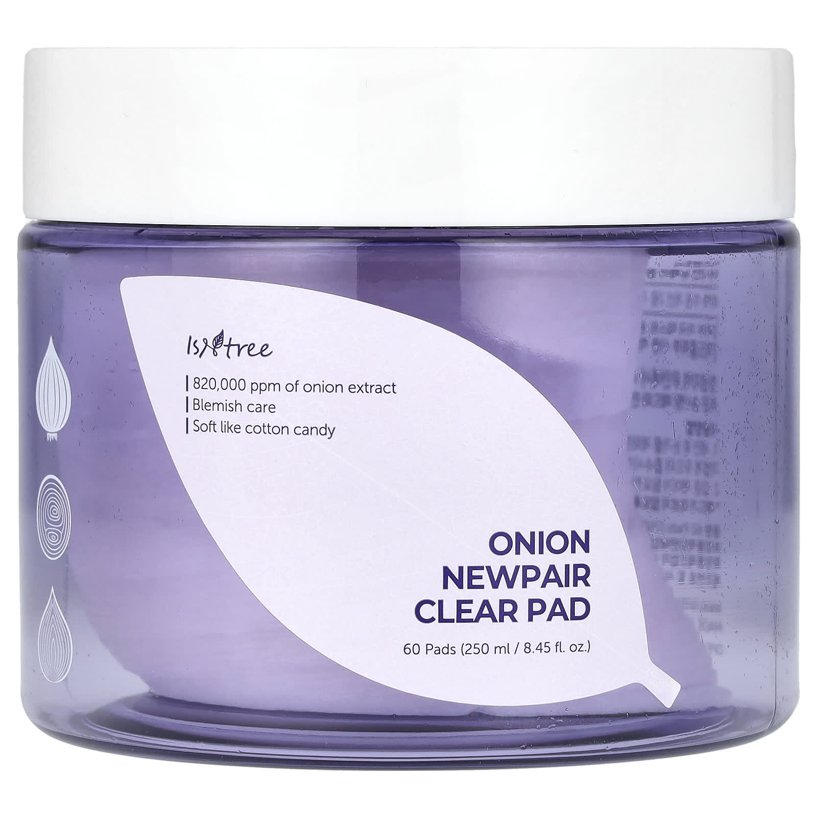ISNtree, Onion Newpair, прозрачные салфетки, 60 салфеток, 250 мл (8,45 жидк. Унции)
