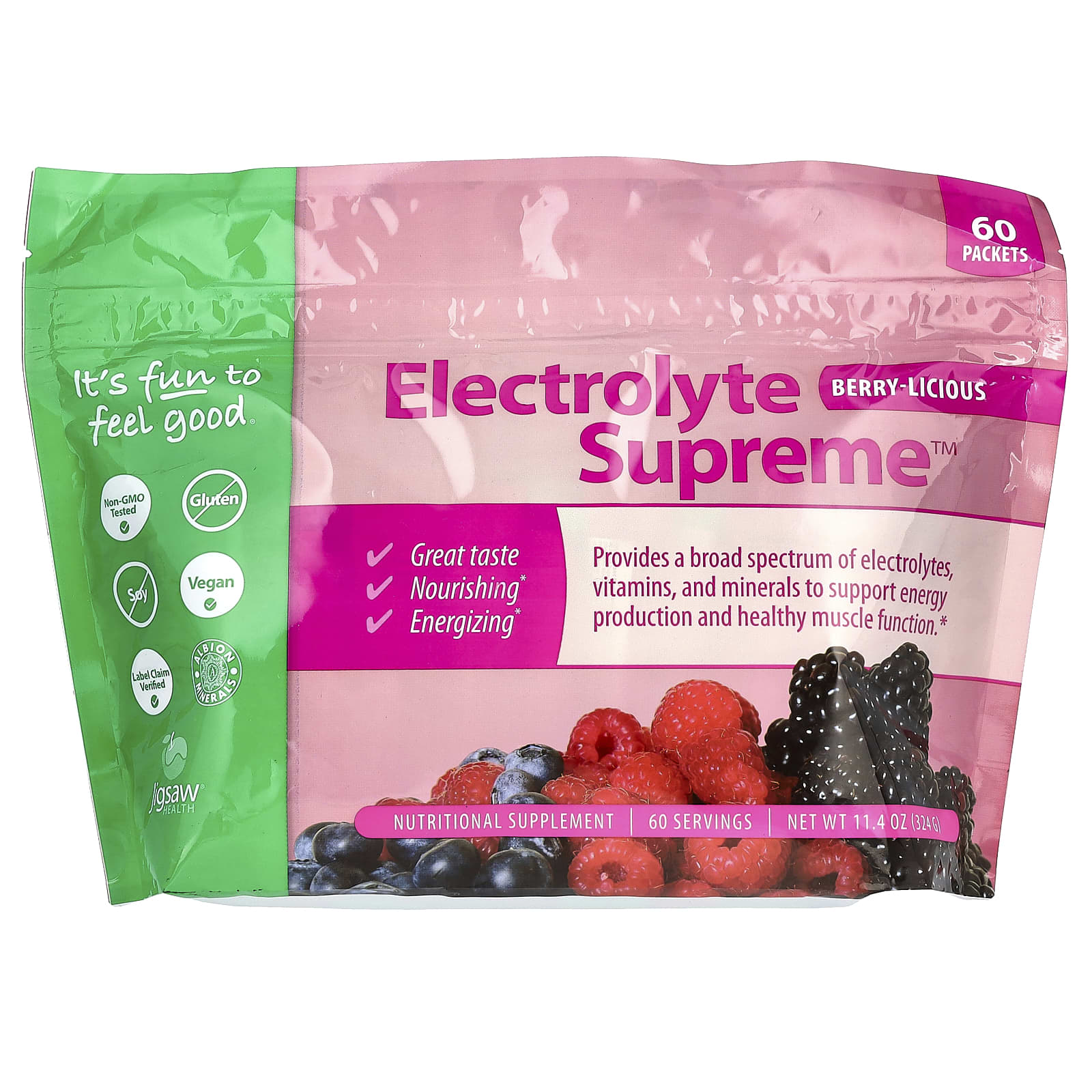 Jigsaw Health, Electrolyte Supreme ™, ягодный вкус, 60 пакетиков по 5,4 г