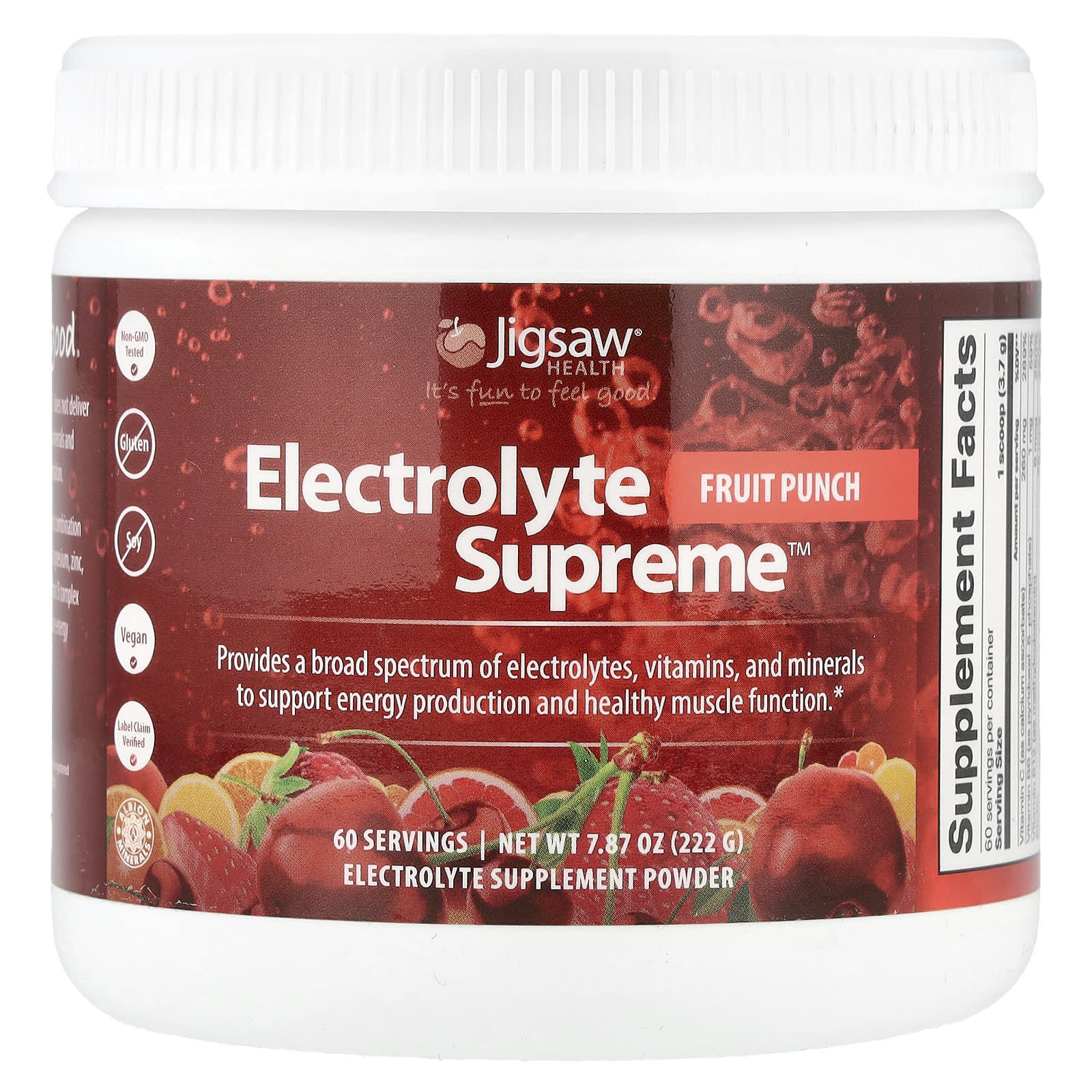 Jigsaw Health, Electrolyte Supreme ™, фруктовый пунш, 222 г (7,87 унции)