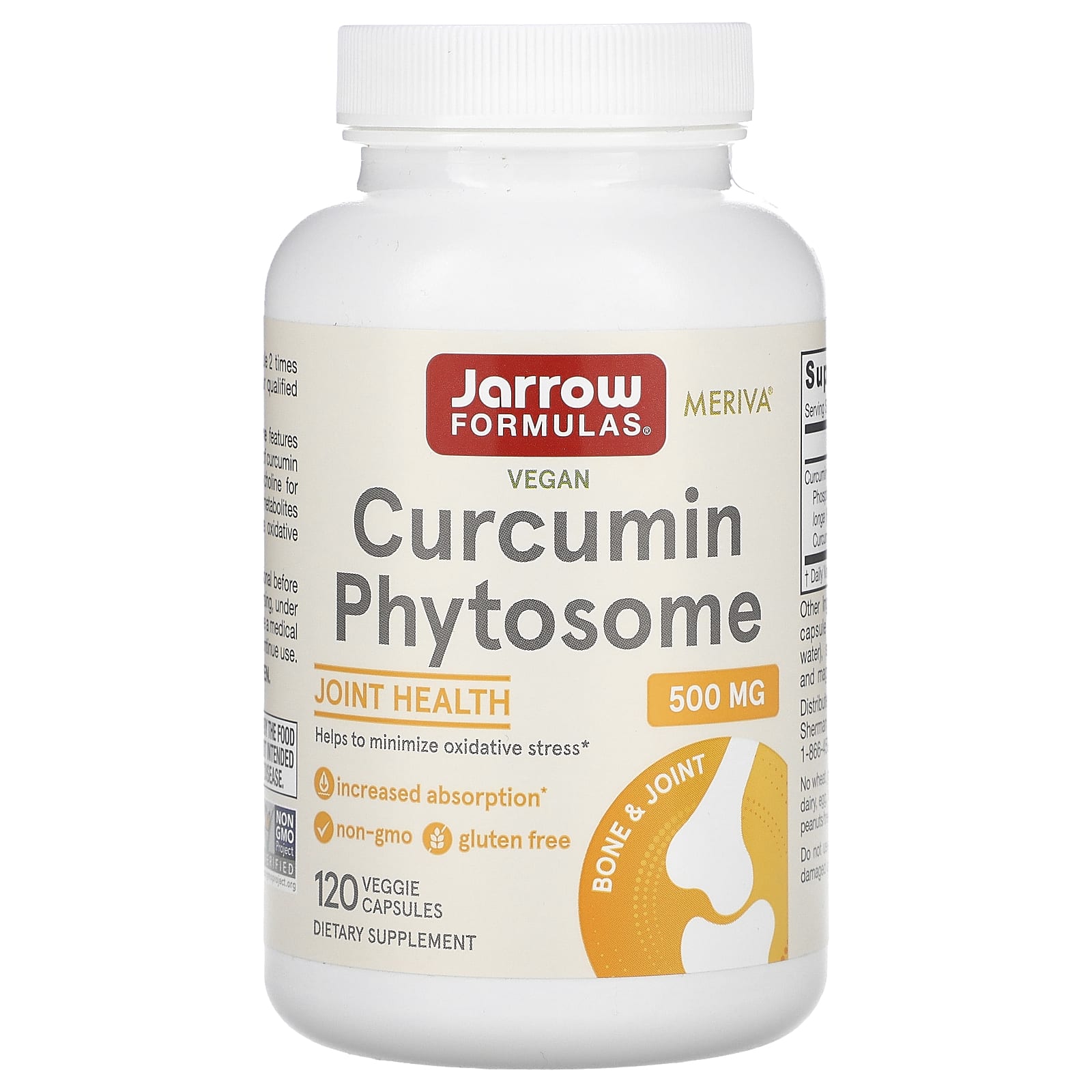 Jarrow Formulas, фитосомы куркумина, 500 мг, 120 вегетарианских капсул