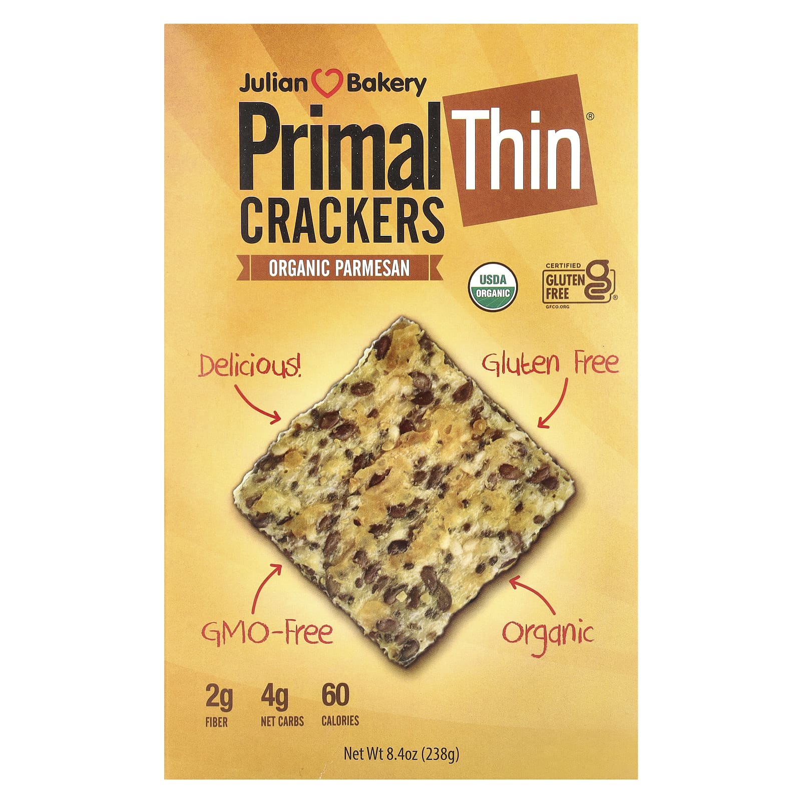Julian Bakery крекеры Primal Thin органический пармезан 238 г 84 унции 2290₽