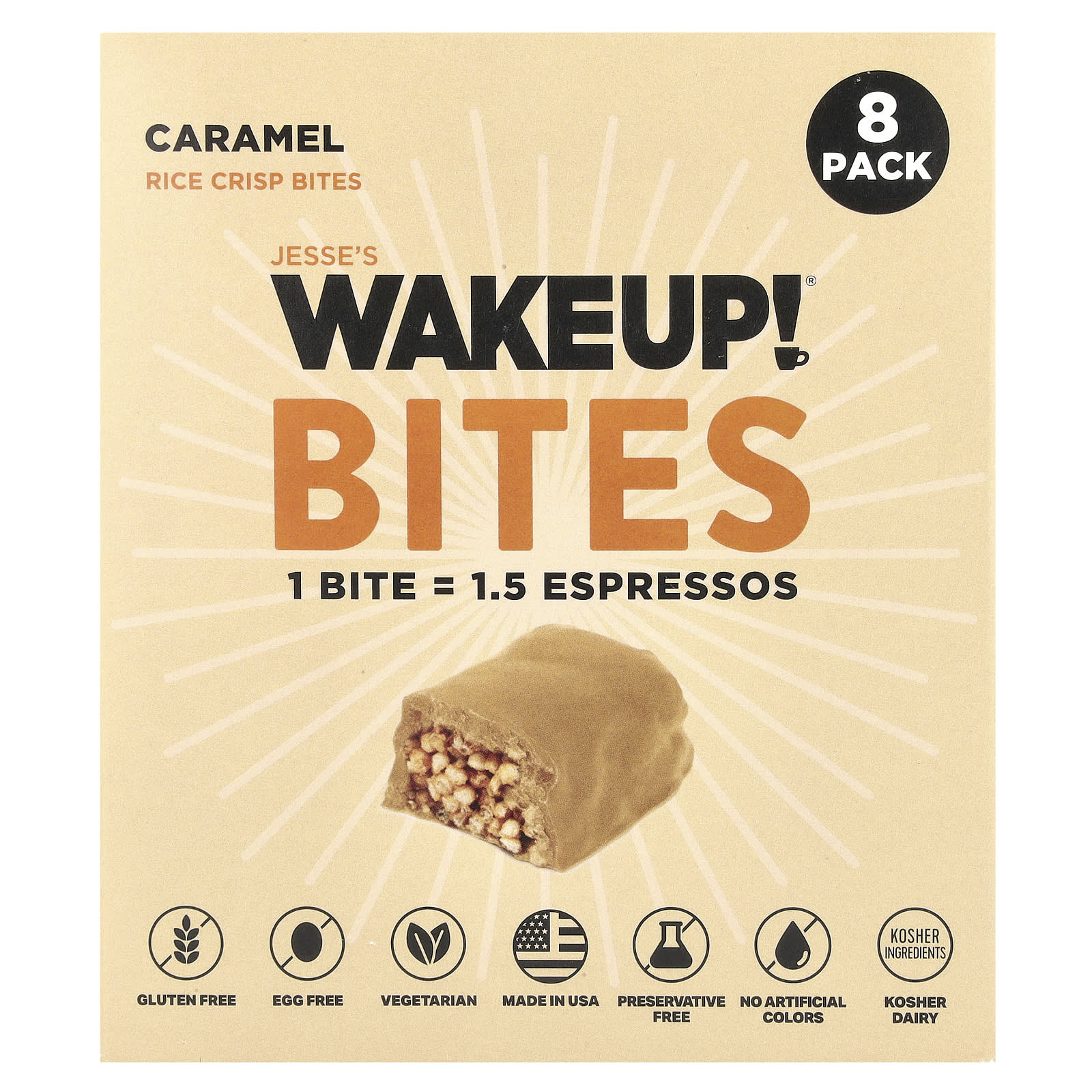 Jesses WAKEUP Rice Crisp Bites карамель 8 пакетиков по 15 г 053 унции 2290₽