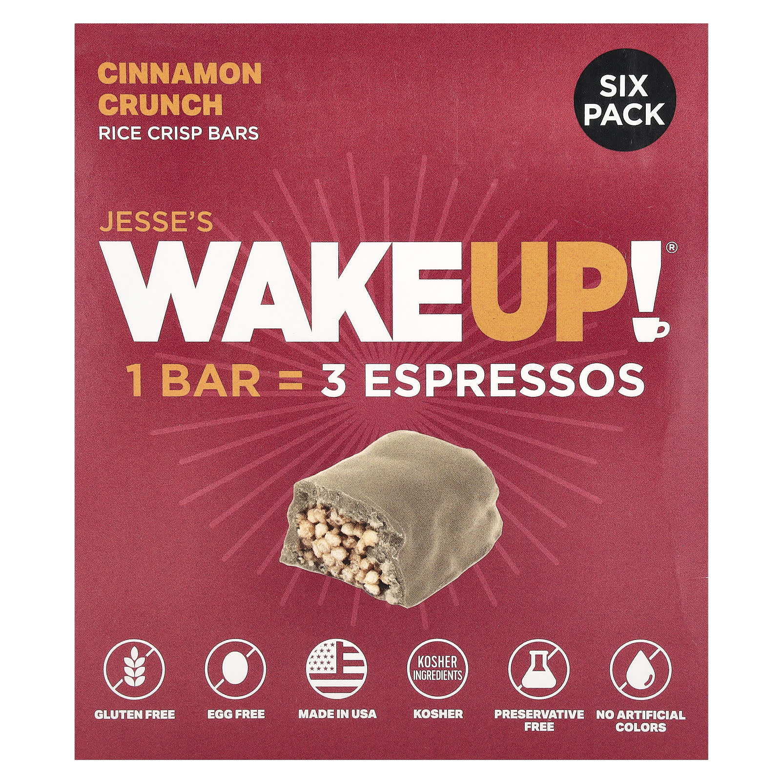 Jesses WAKEUP Rice Crisp Bars хрустящие батончики с корицей 6 батончиков 32 г 113 унции каждый 2290₽
