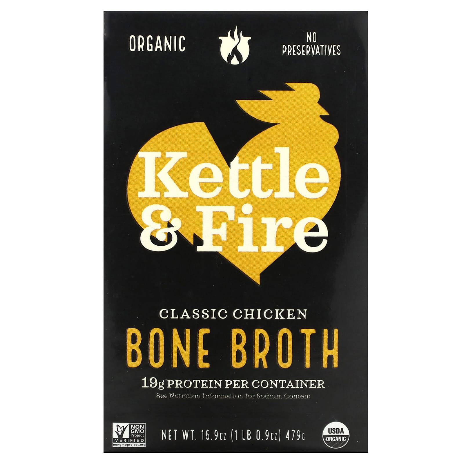 Kettle - Fire, Bone Broth, классический куриный бульон, 479 г (16,9 унции)