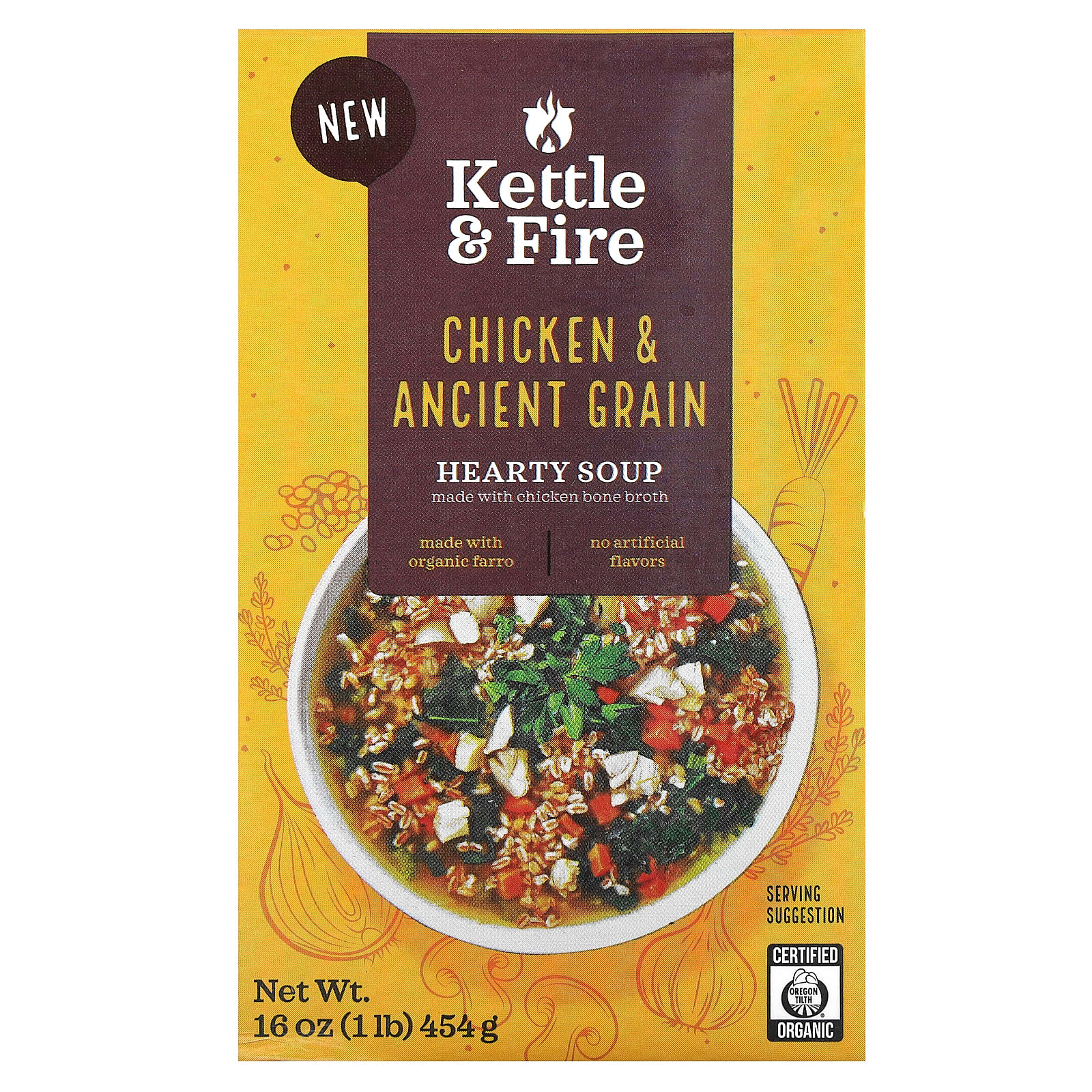 Kettle - Fire, сытный суп, курица и традиционные злаки, 454 г (1 фунт)