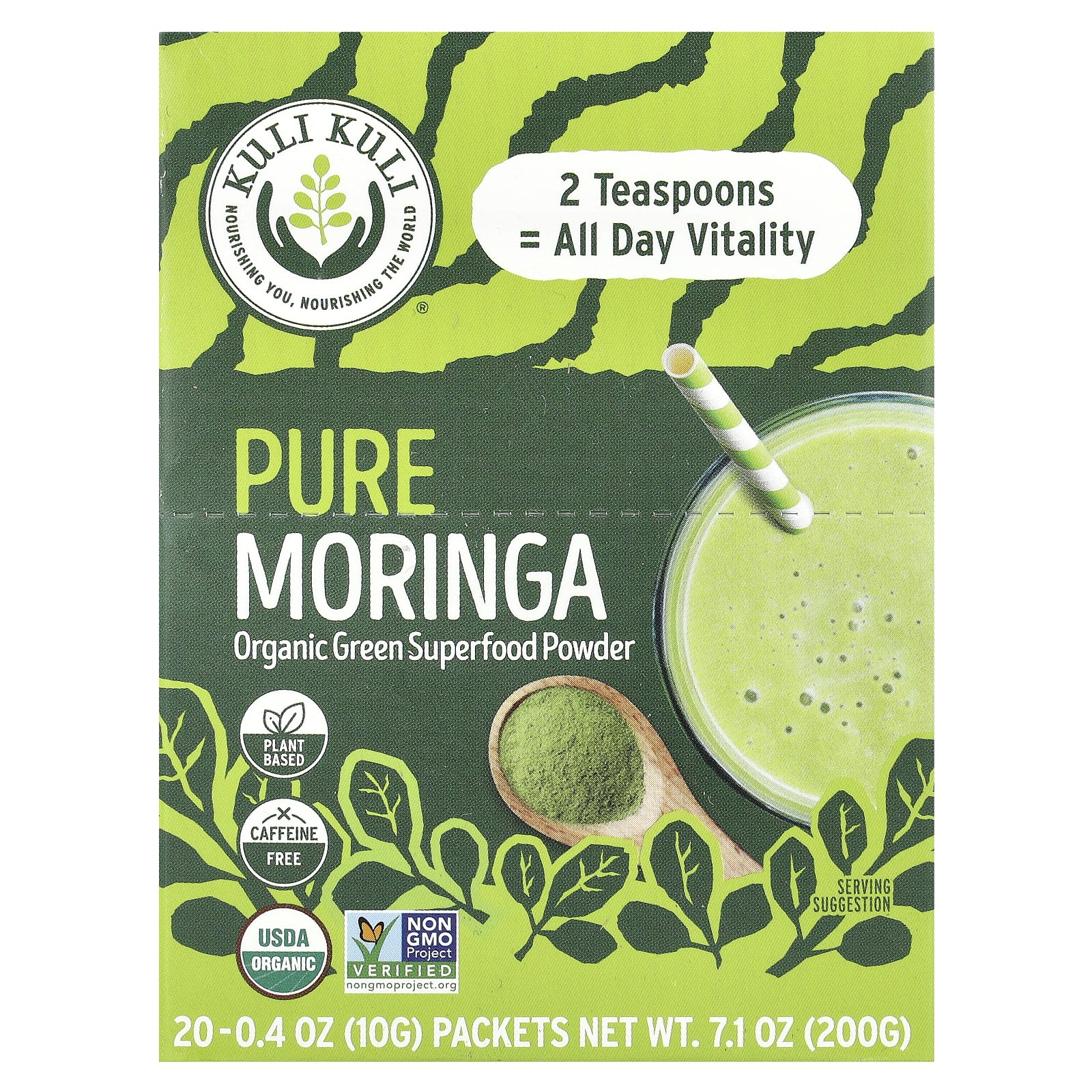 Kuli Kuli Pure Moringa без кофеина 20 пакетиков по 10 г 04 унции 6990₽