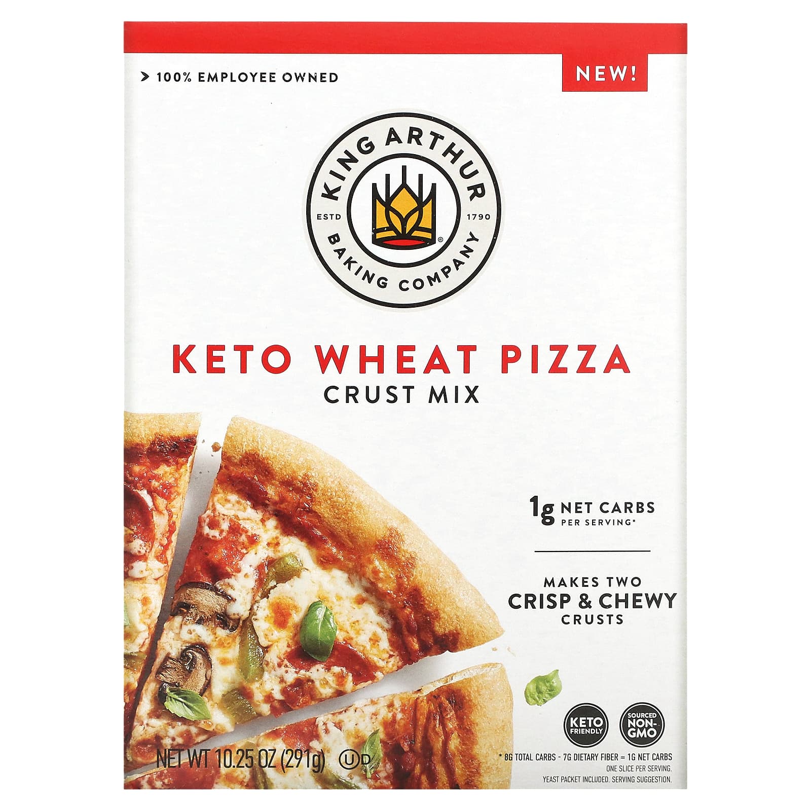 King Arthur Baking Company, Keto Wheat Pizza, смесь с корочкой, 291 г (10,25 унции)