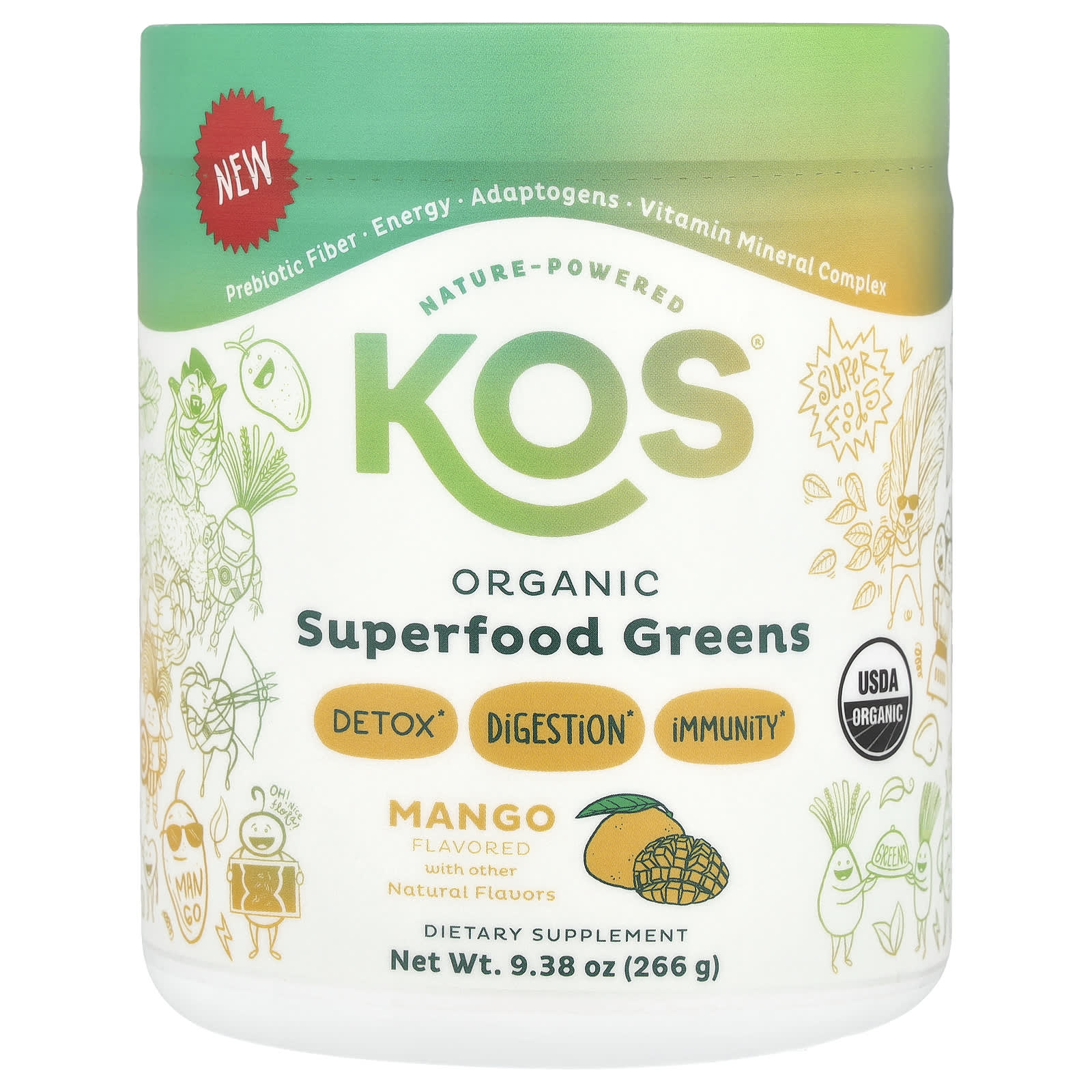 KOS Organic Superfood Greens манго 266 г 938 унции 5490₽